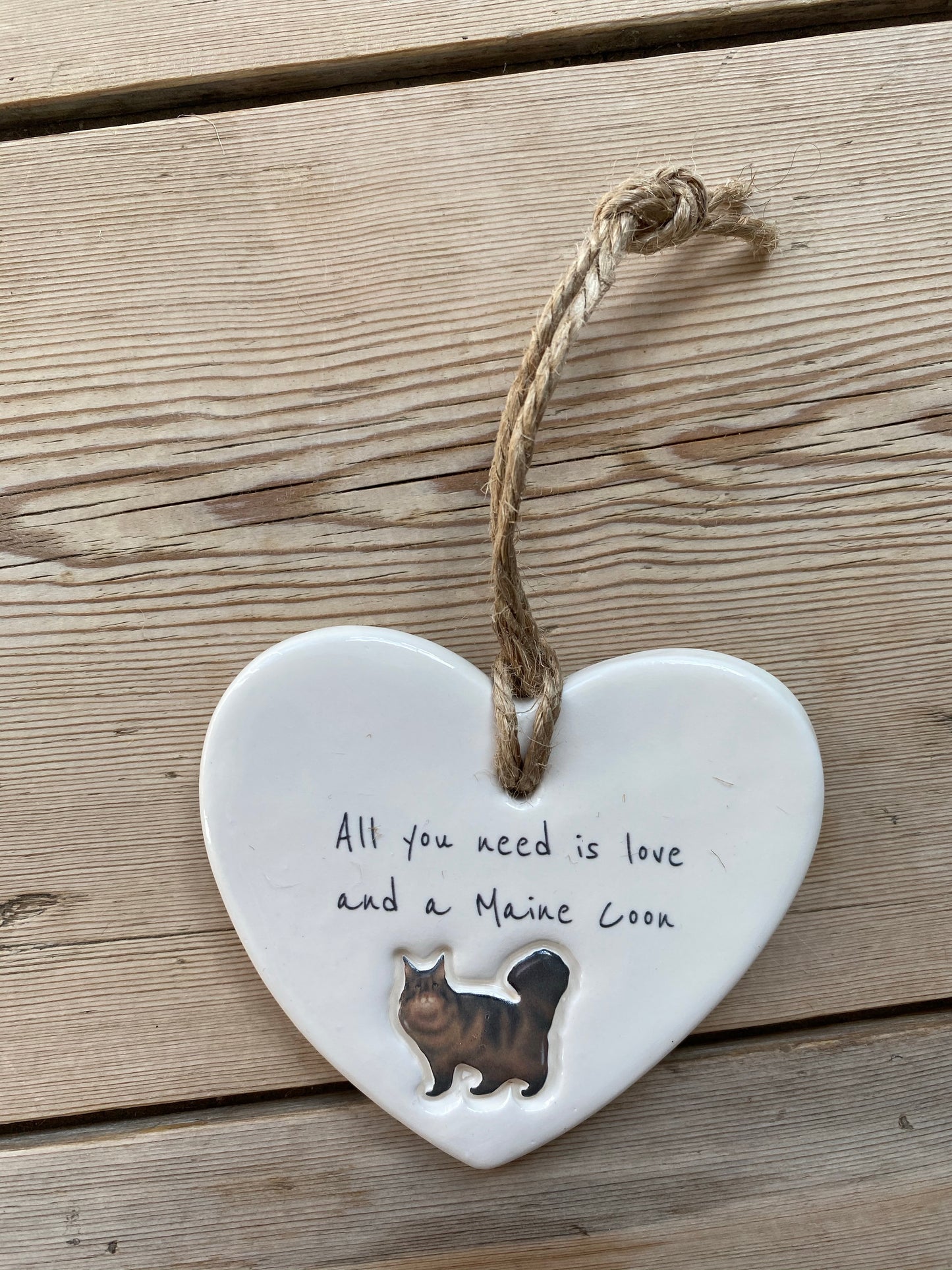 Maine Coon ceramic heart