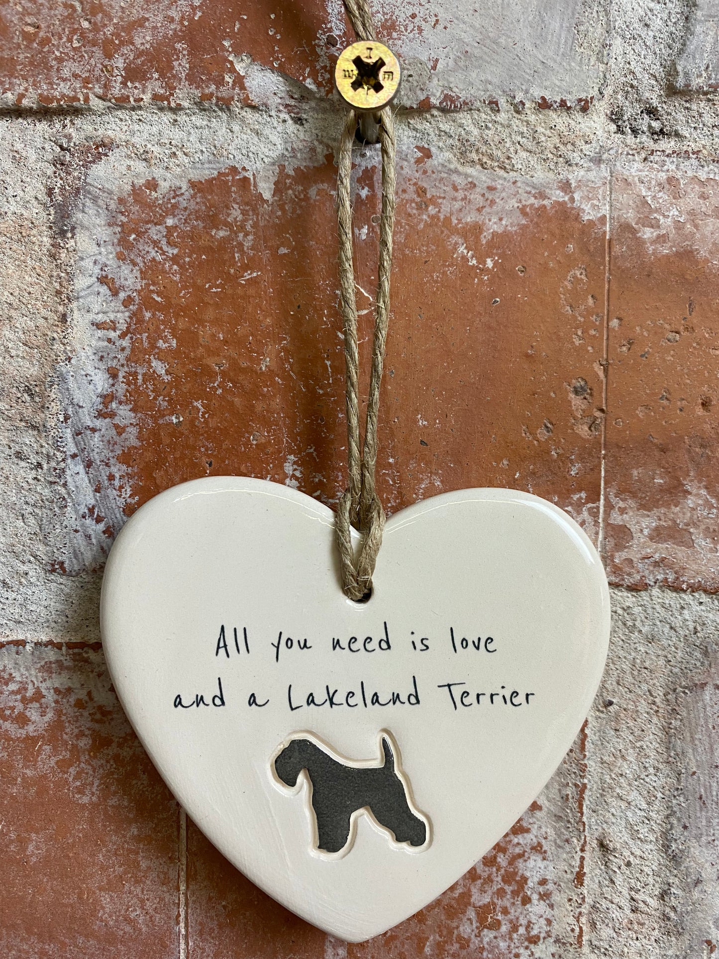 Lakeland Terrier ceramic heart