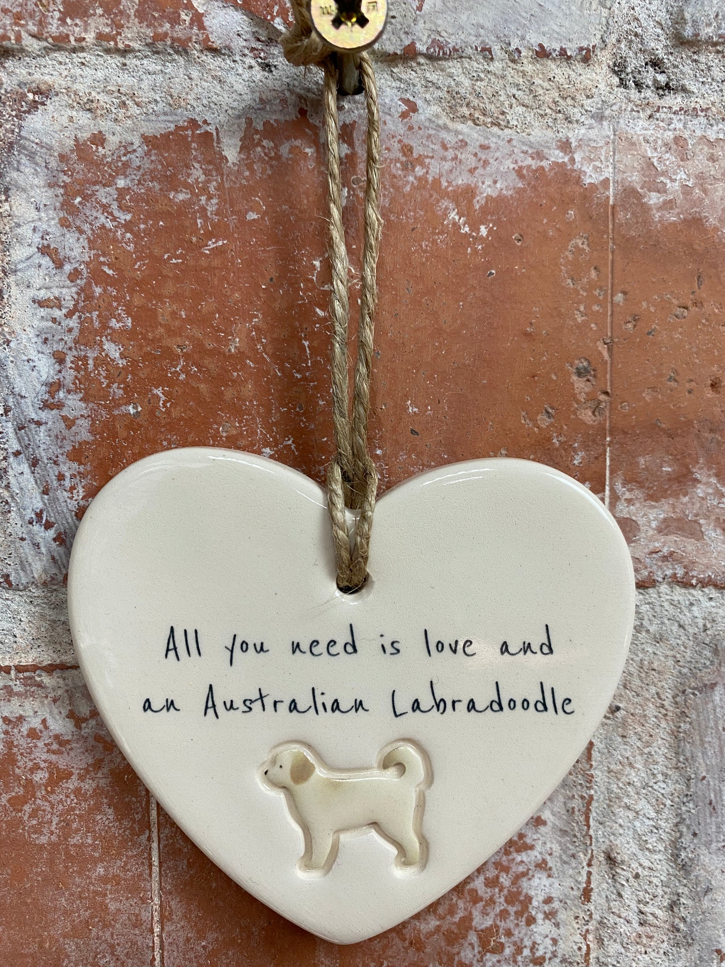Australian Labradoodle ceramic heart