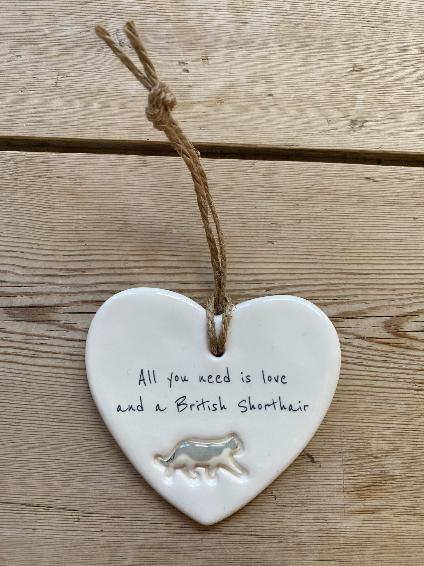 British Shorthair Cat ceramic heart