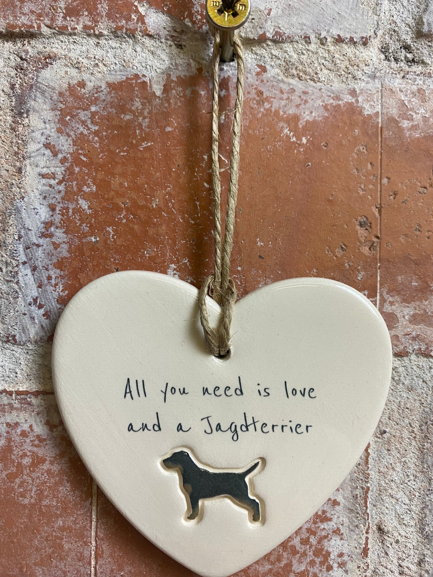 Jagdterrier ceramic heart