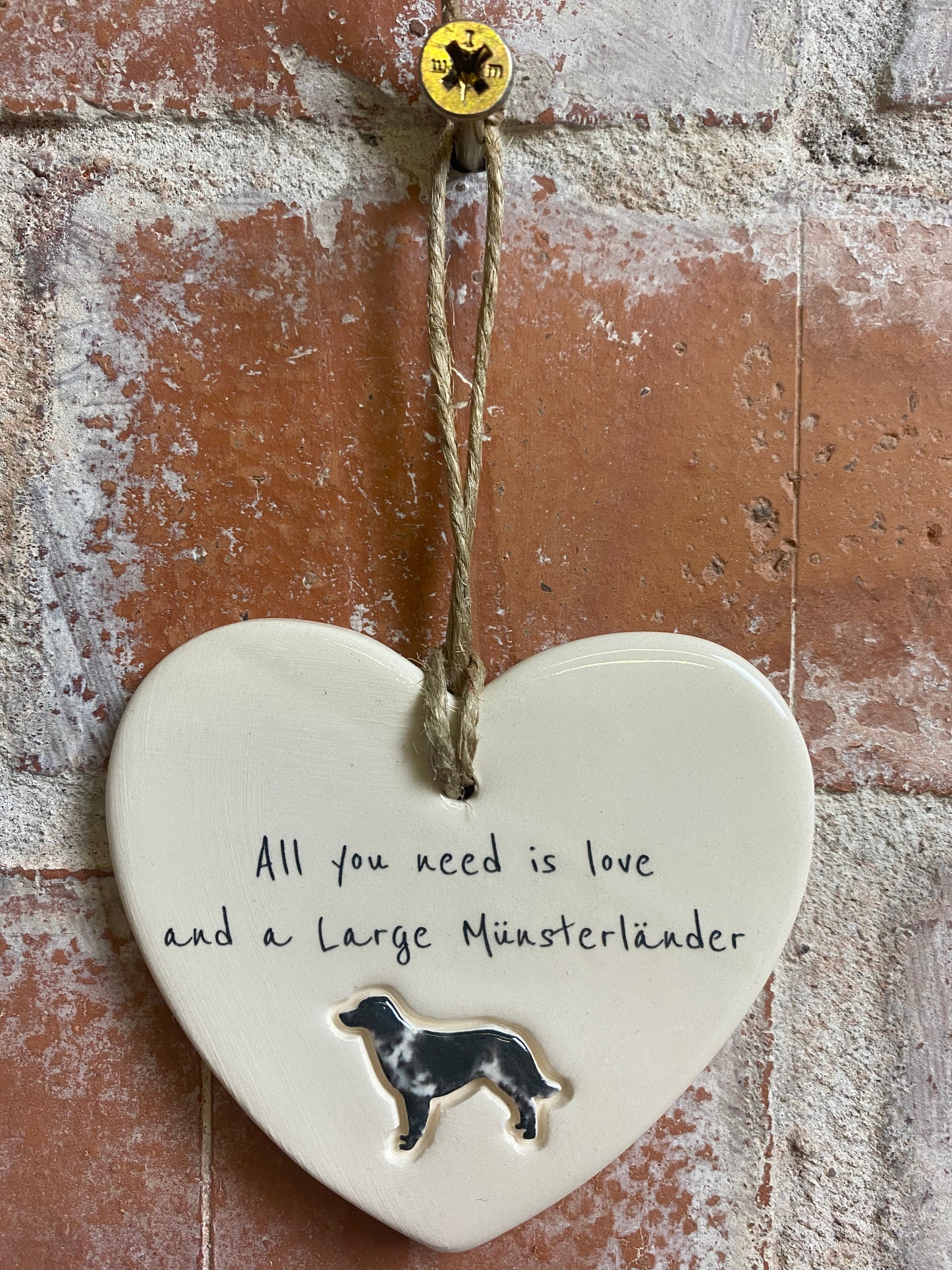 Large Munsterlander ceramic heart