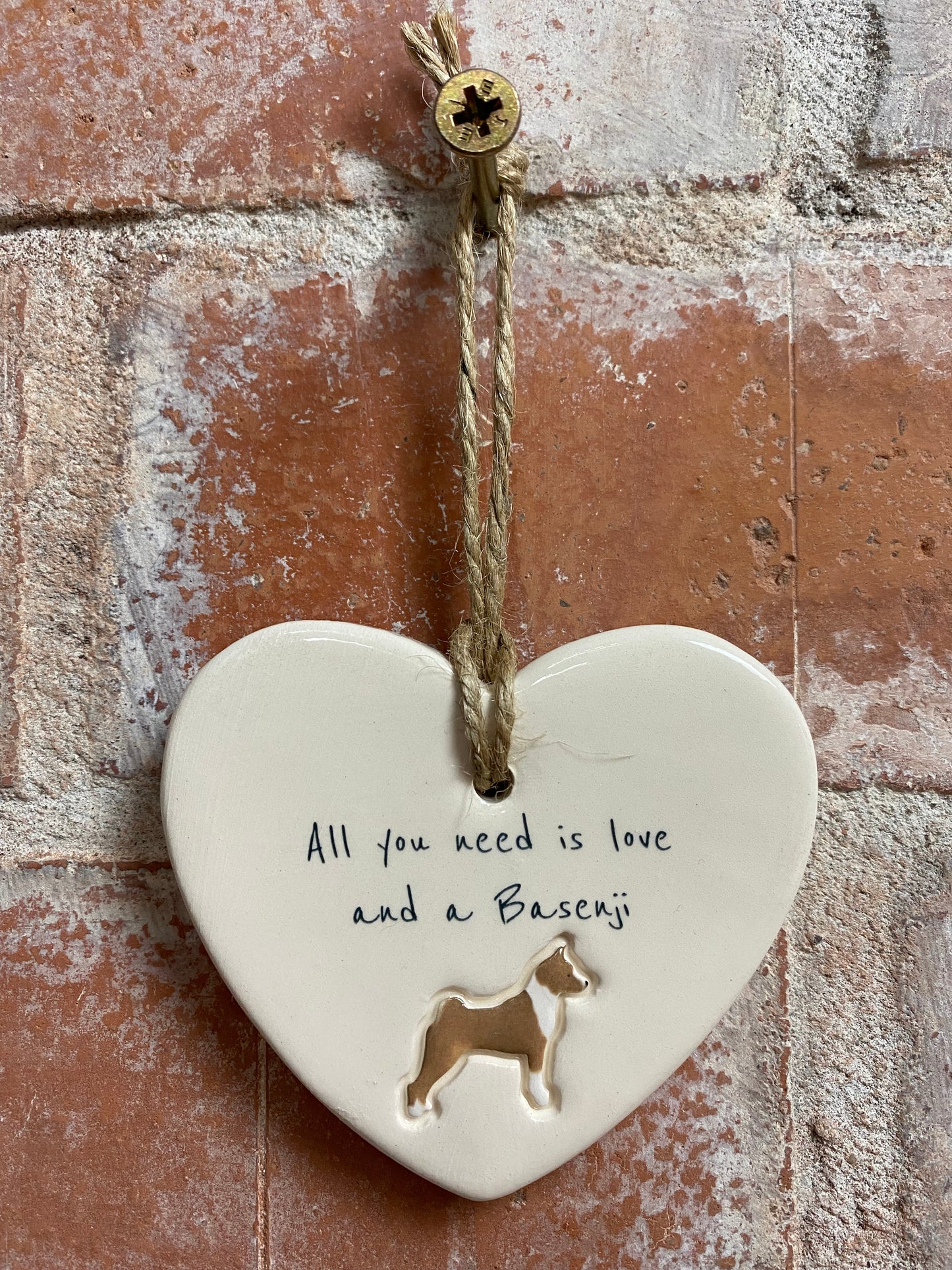 Basenji ceramic heart