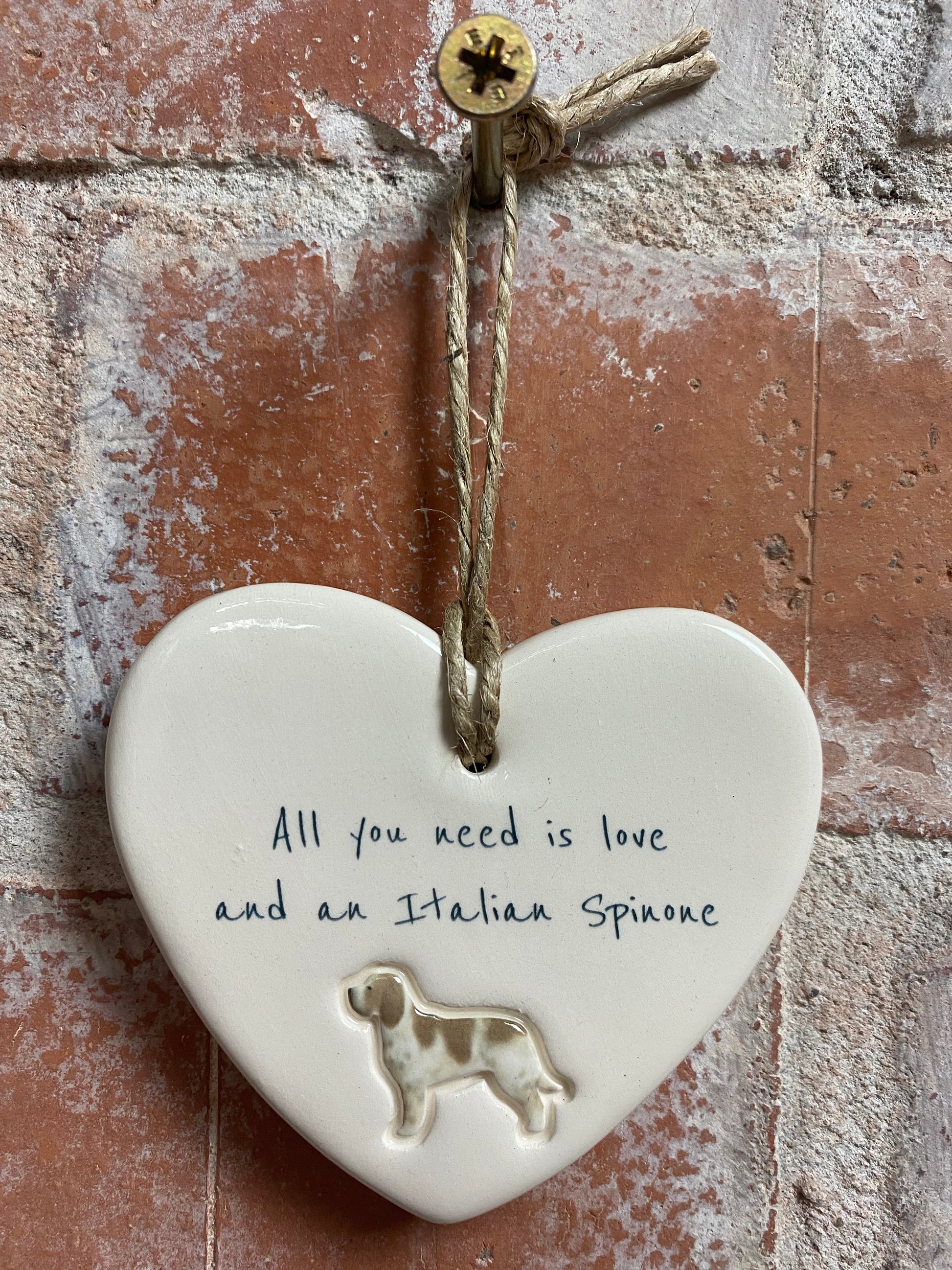Italian Spinone ceramic heart