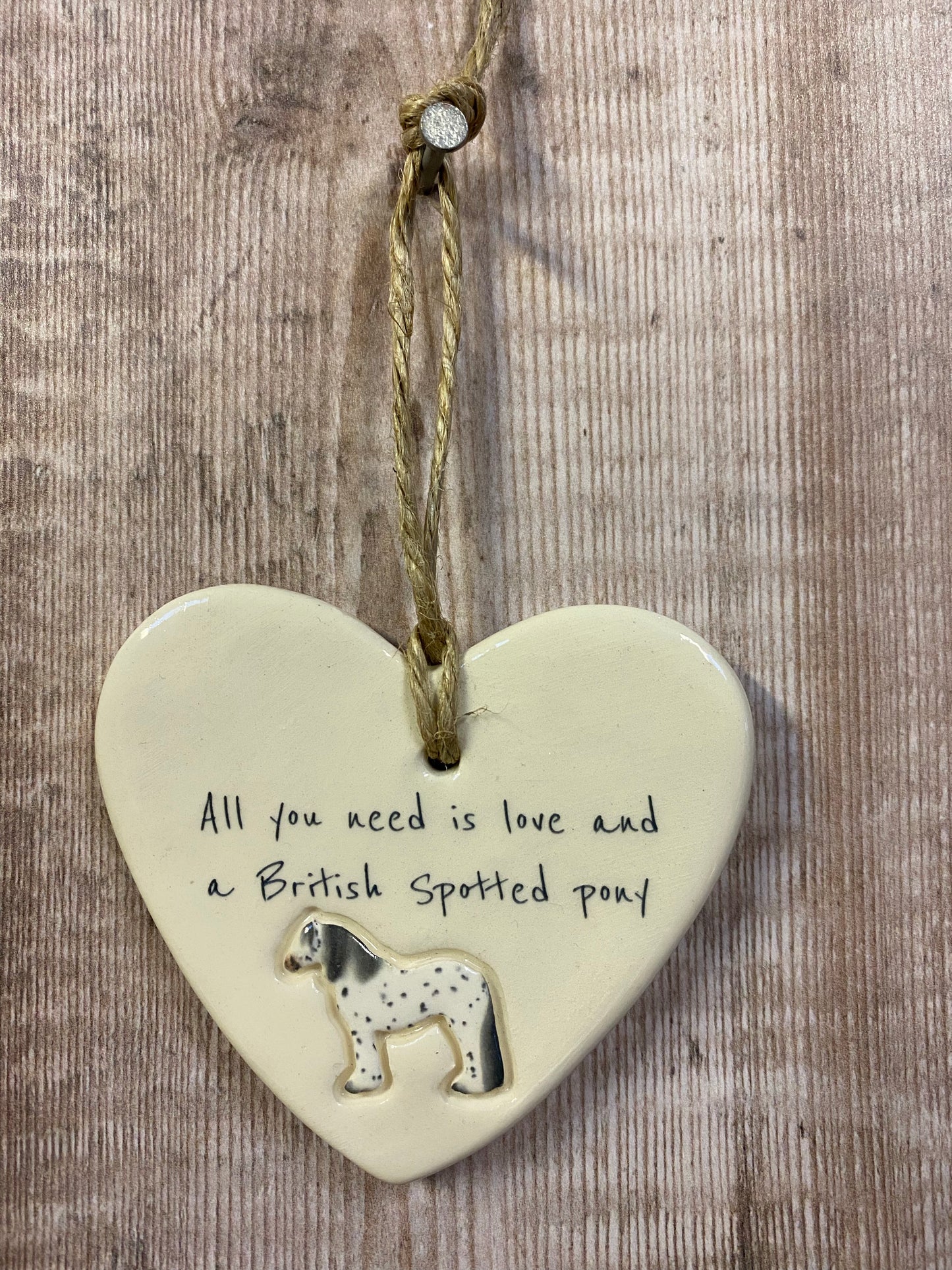 British Spotted Pony ceramic heart