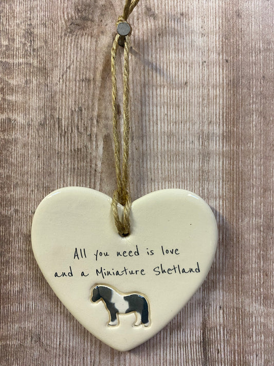 Miniature Shetland ceramic heart