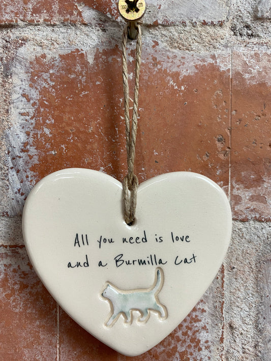 Burmilla Cat ceramic heart