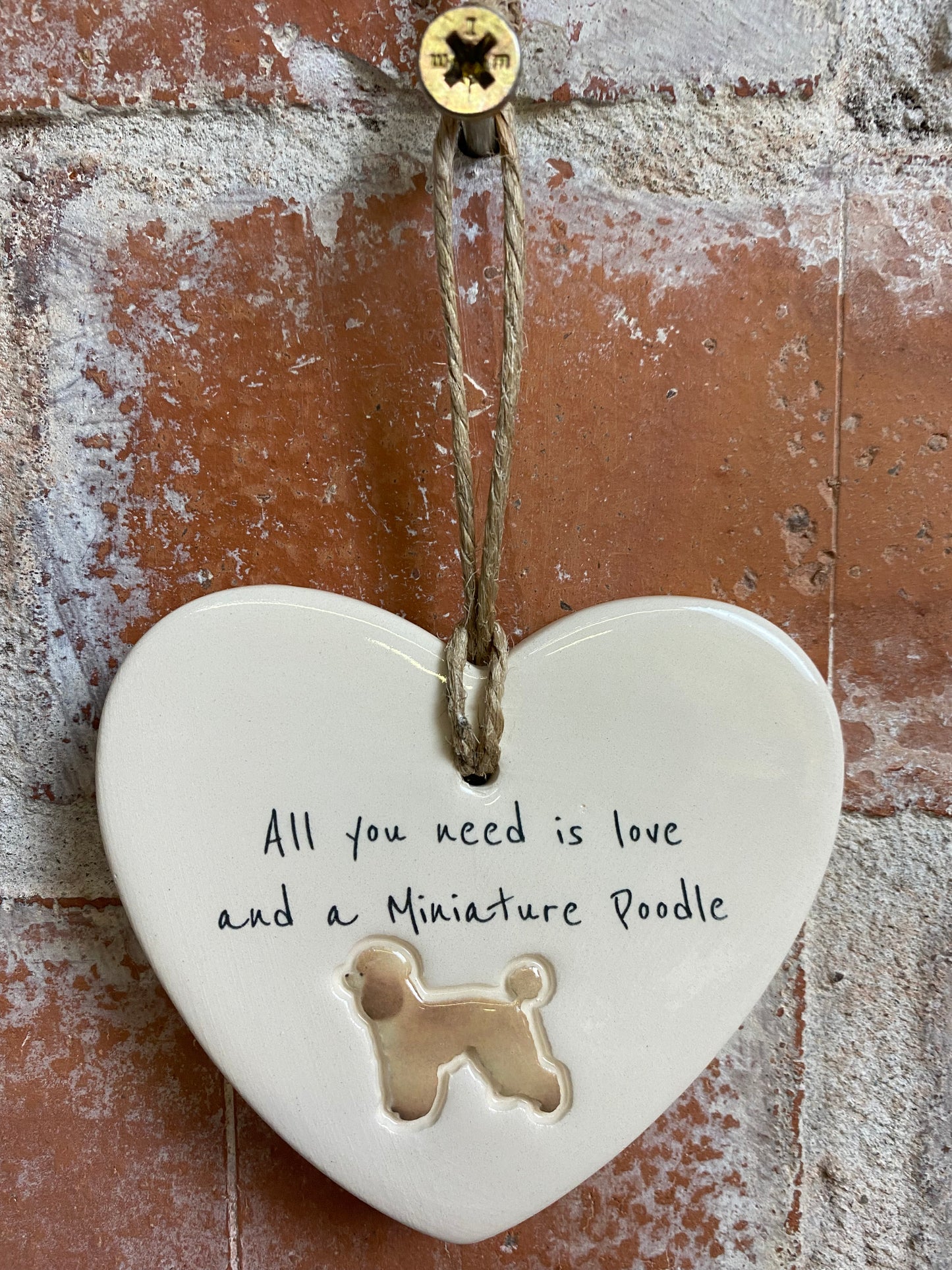 Miniature Poodle ceramic heart