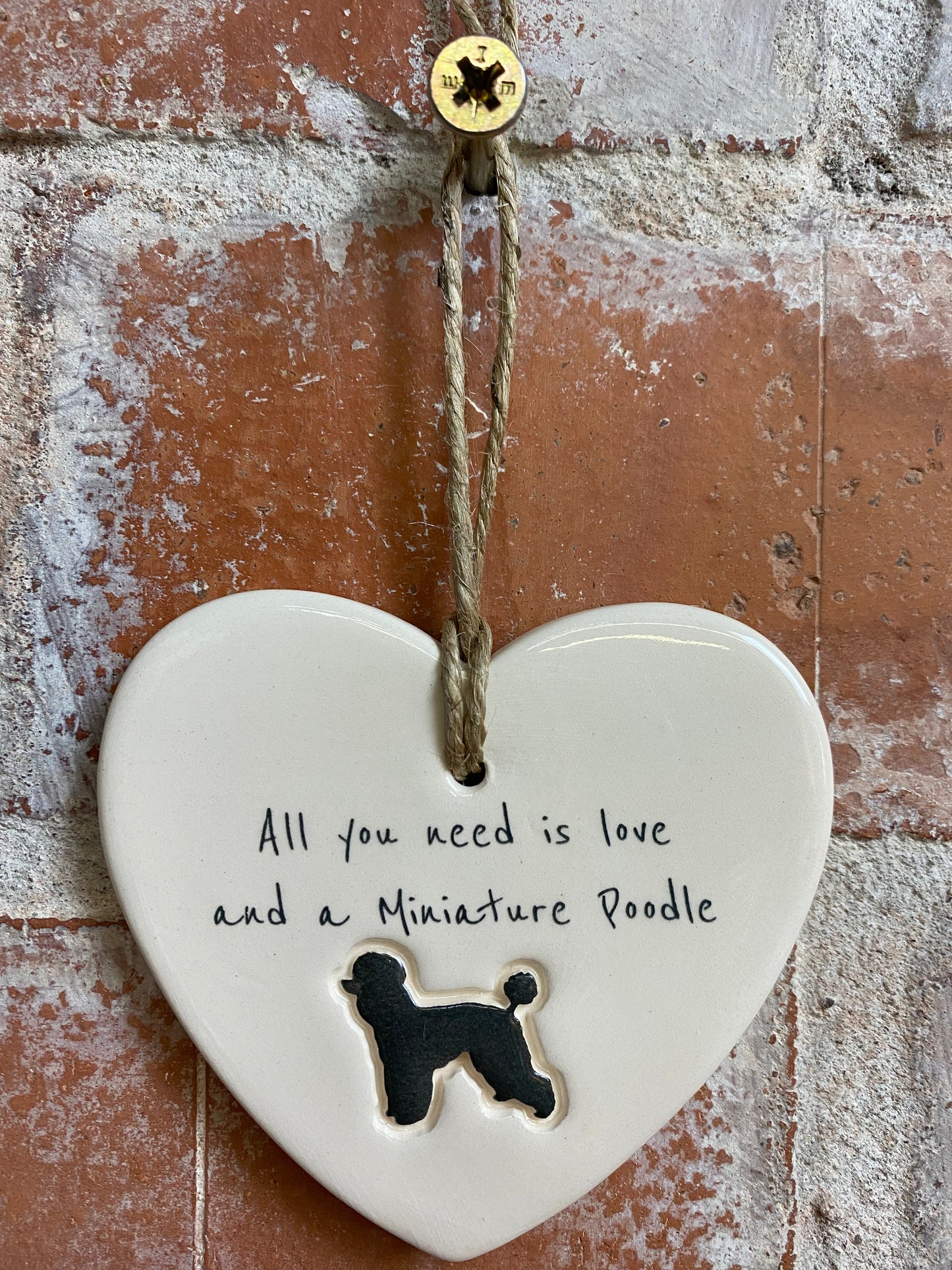 Miniature Poodle ceramic heart