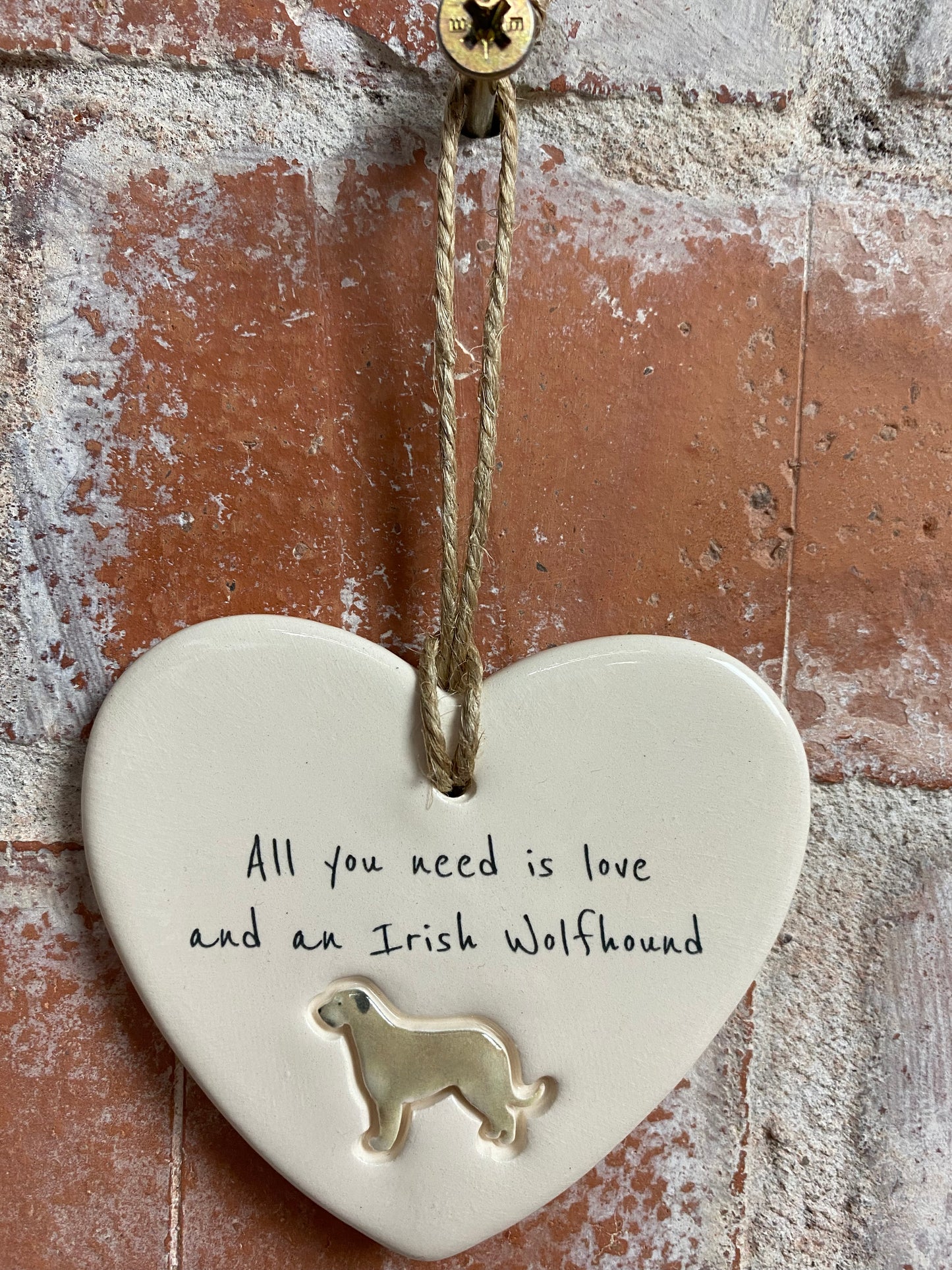 Irish Wolfhound ceramic heart
