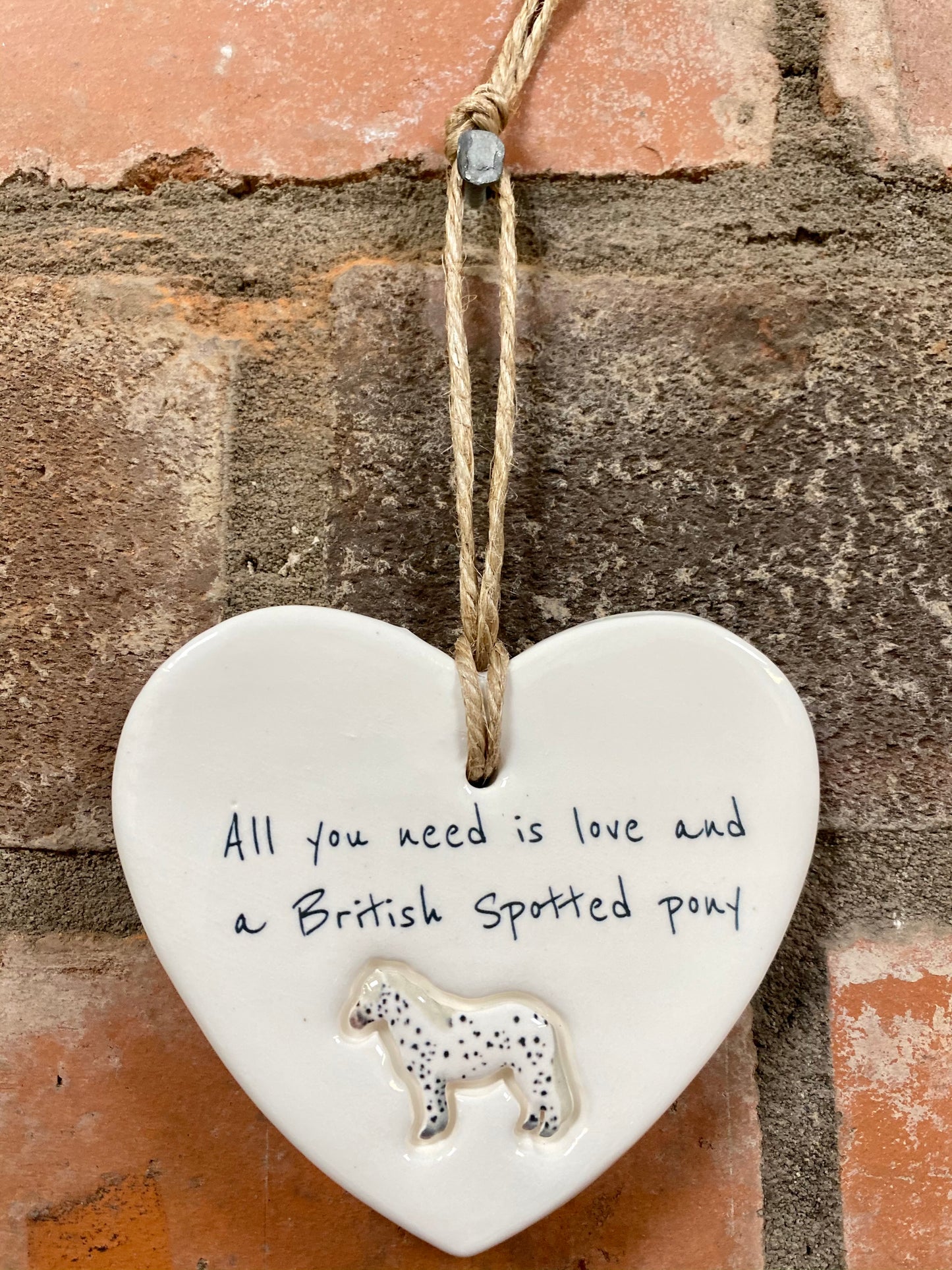British Spotted Pony ceramic heart