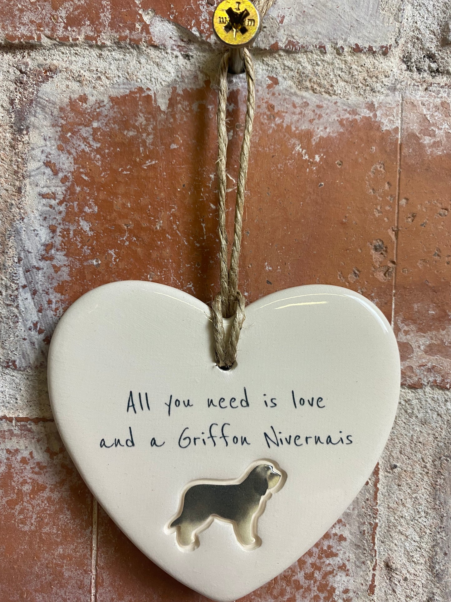 Griffon Nivernais ceramic heart