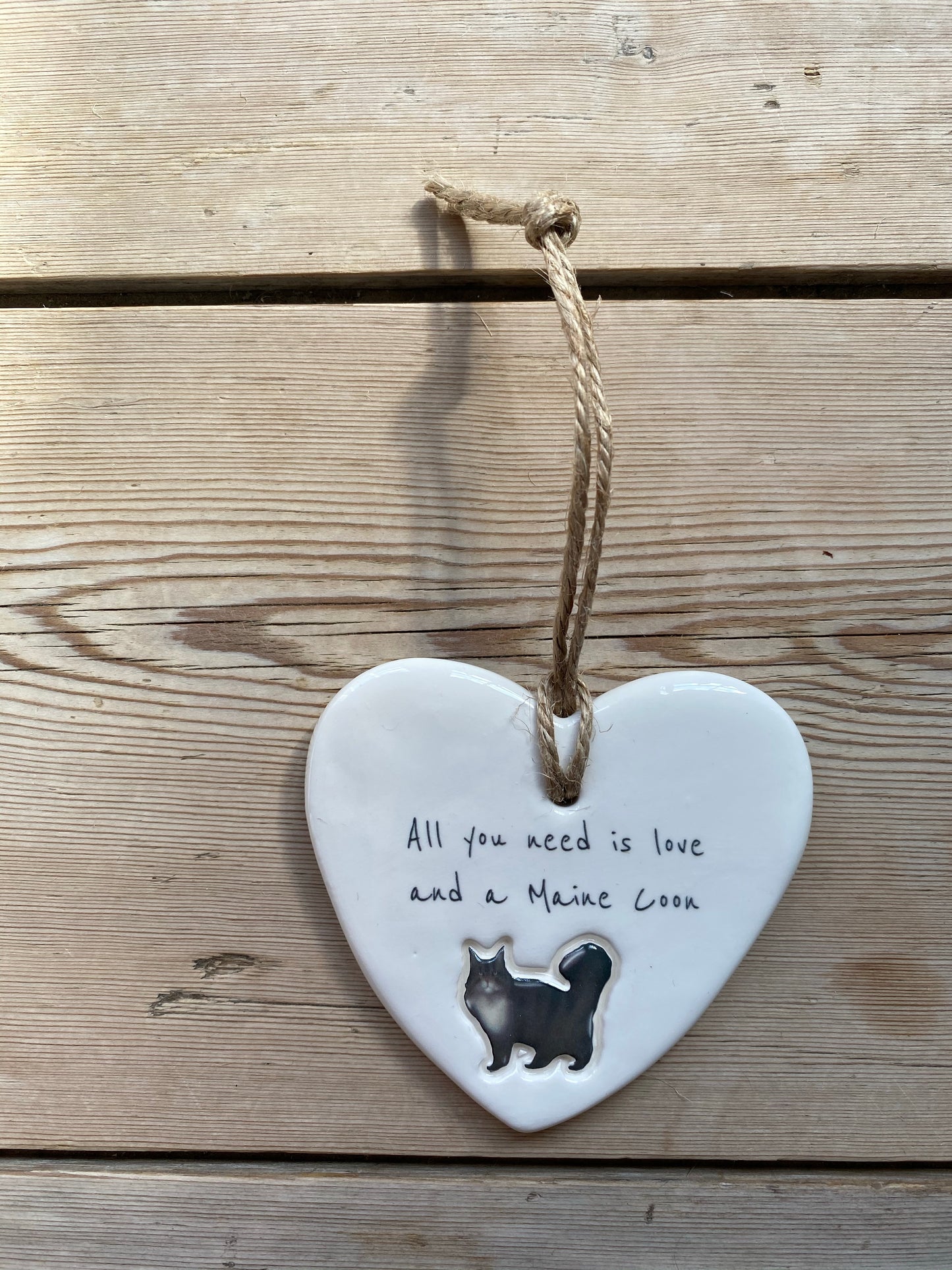 Maine Coon ceramic heart