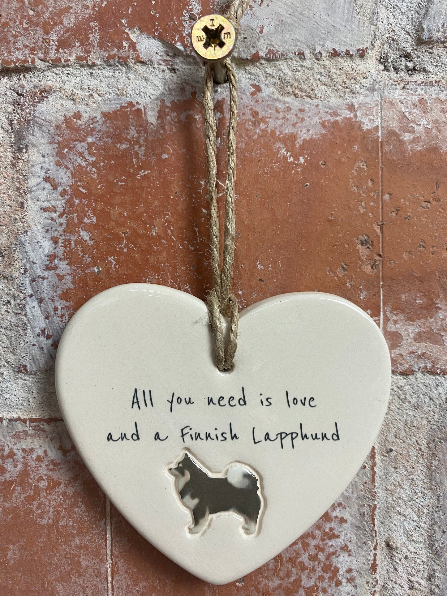 Finnish Lapphund ceramic heart
