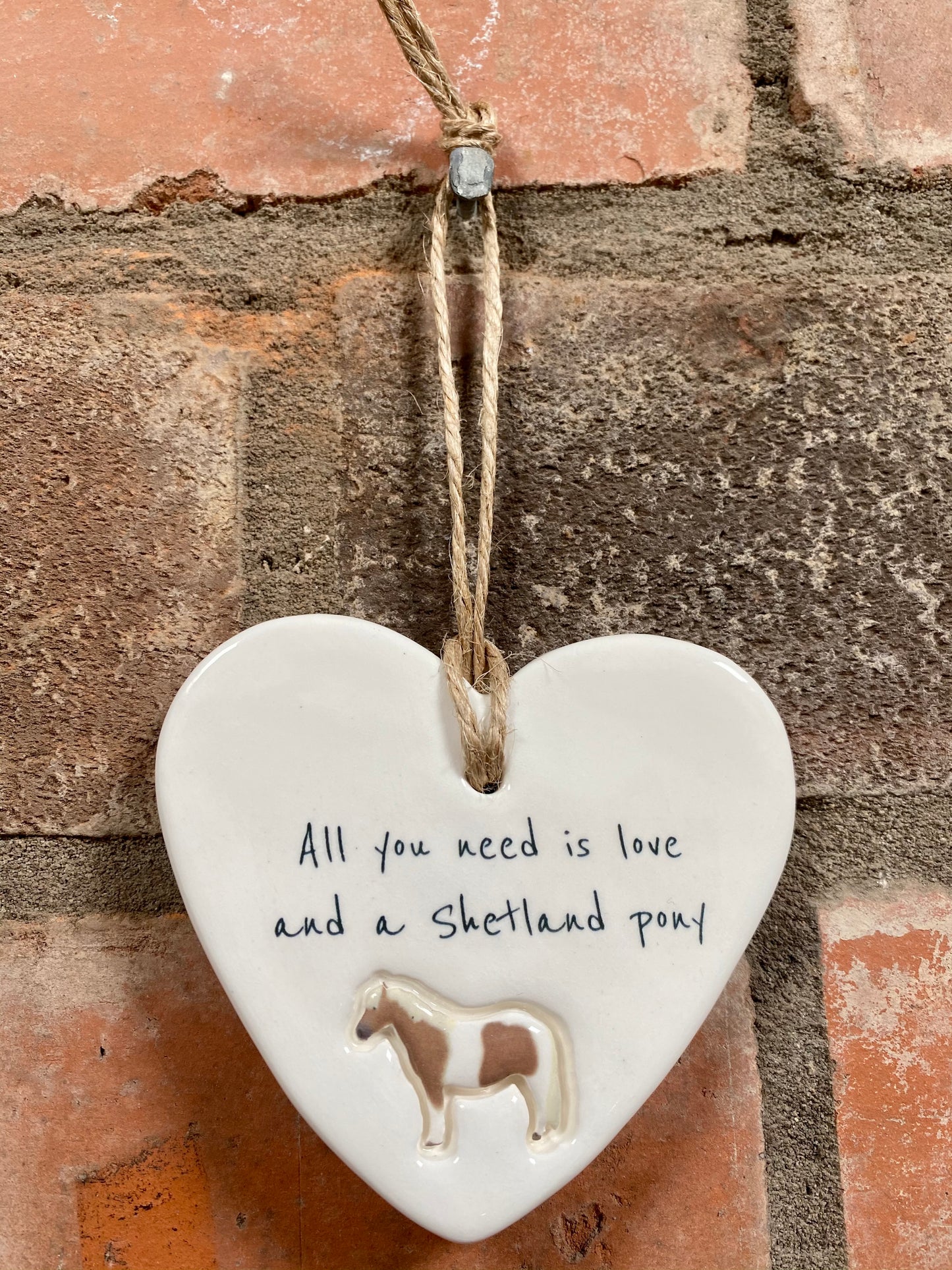 Shetland Pony ceramic heart