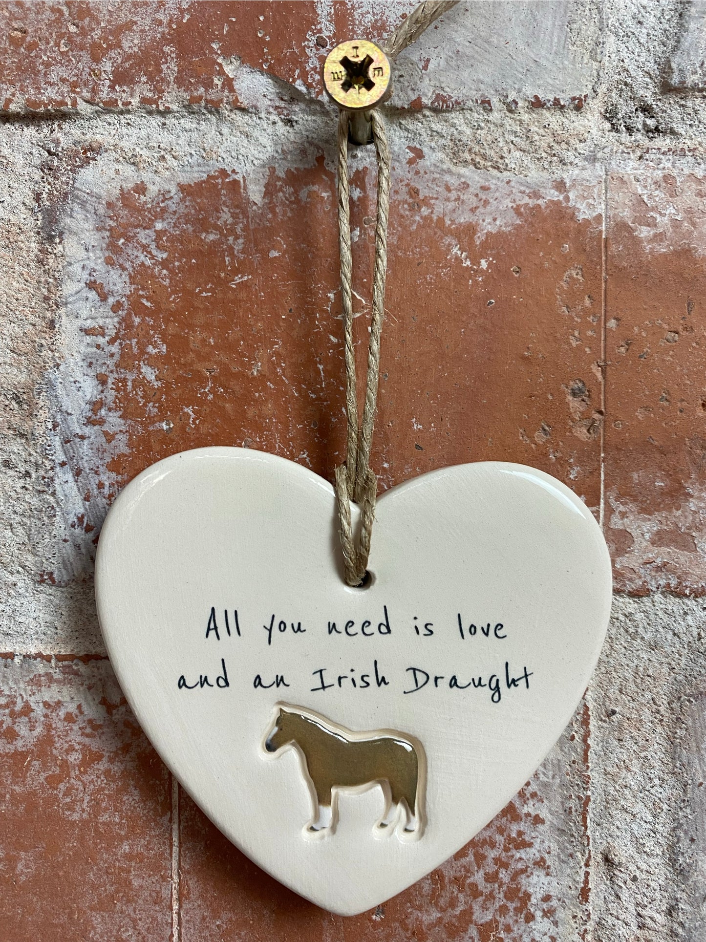 Irish Draught ceramic heart