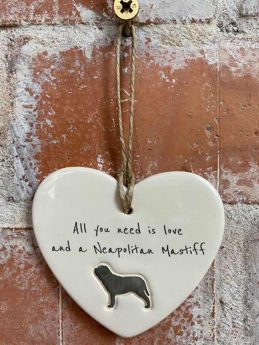 Neapolitan Mastiff ceramic heart