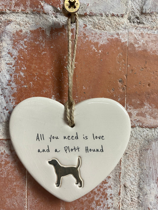 Plott Hound ceramic heart