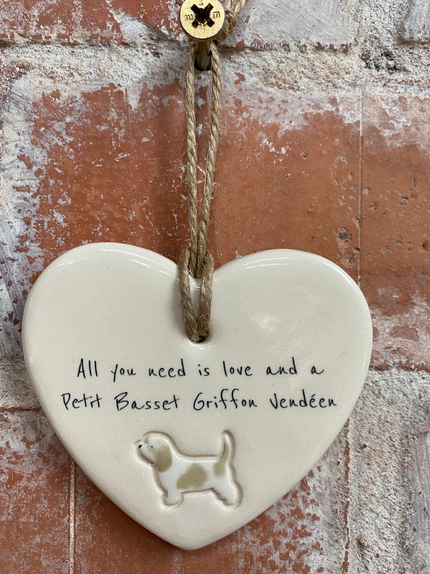 Petit Basset Griffon Vendéen ceramic heart