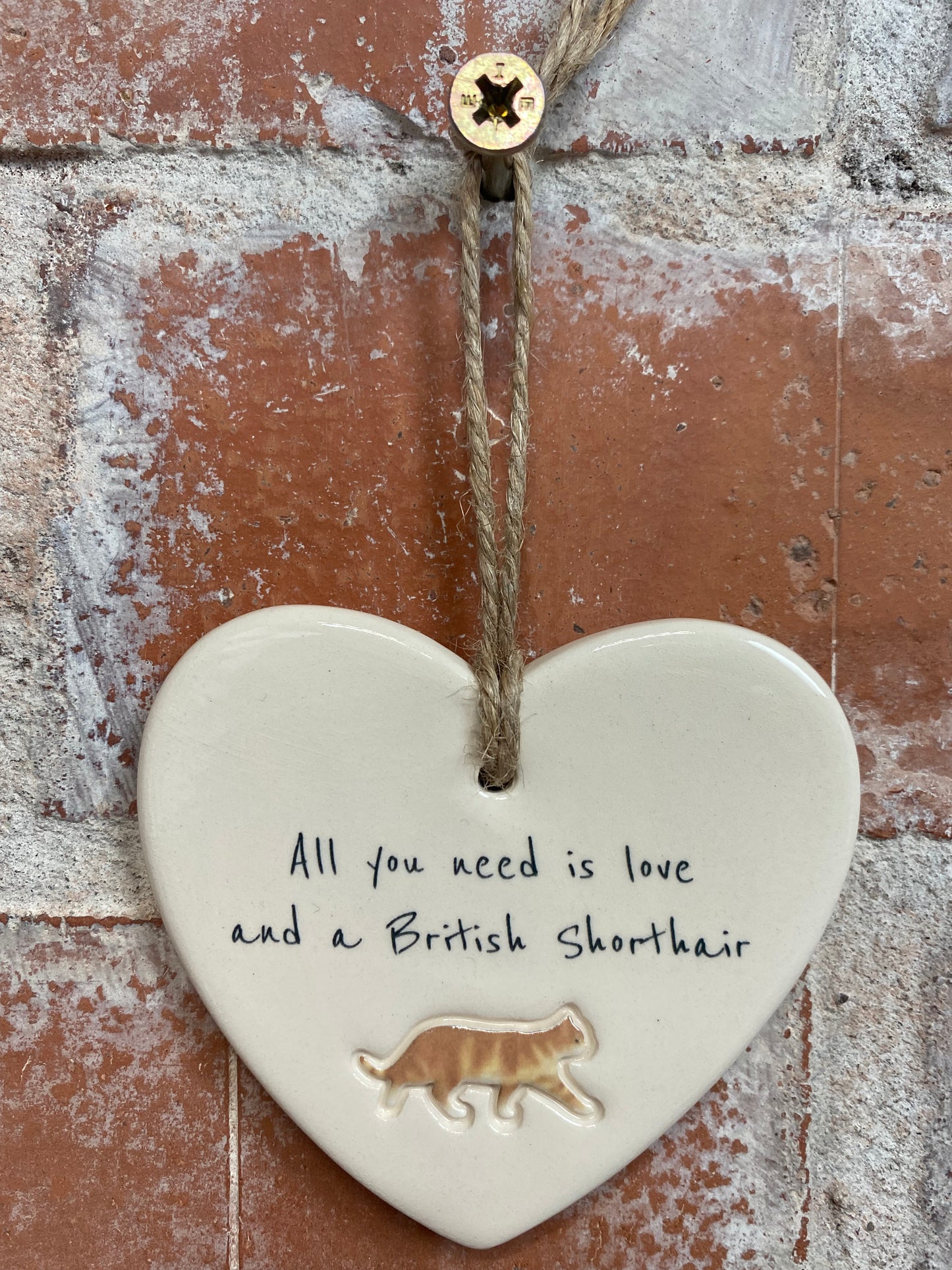 British Shorthair Cat ceramic heart