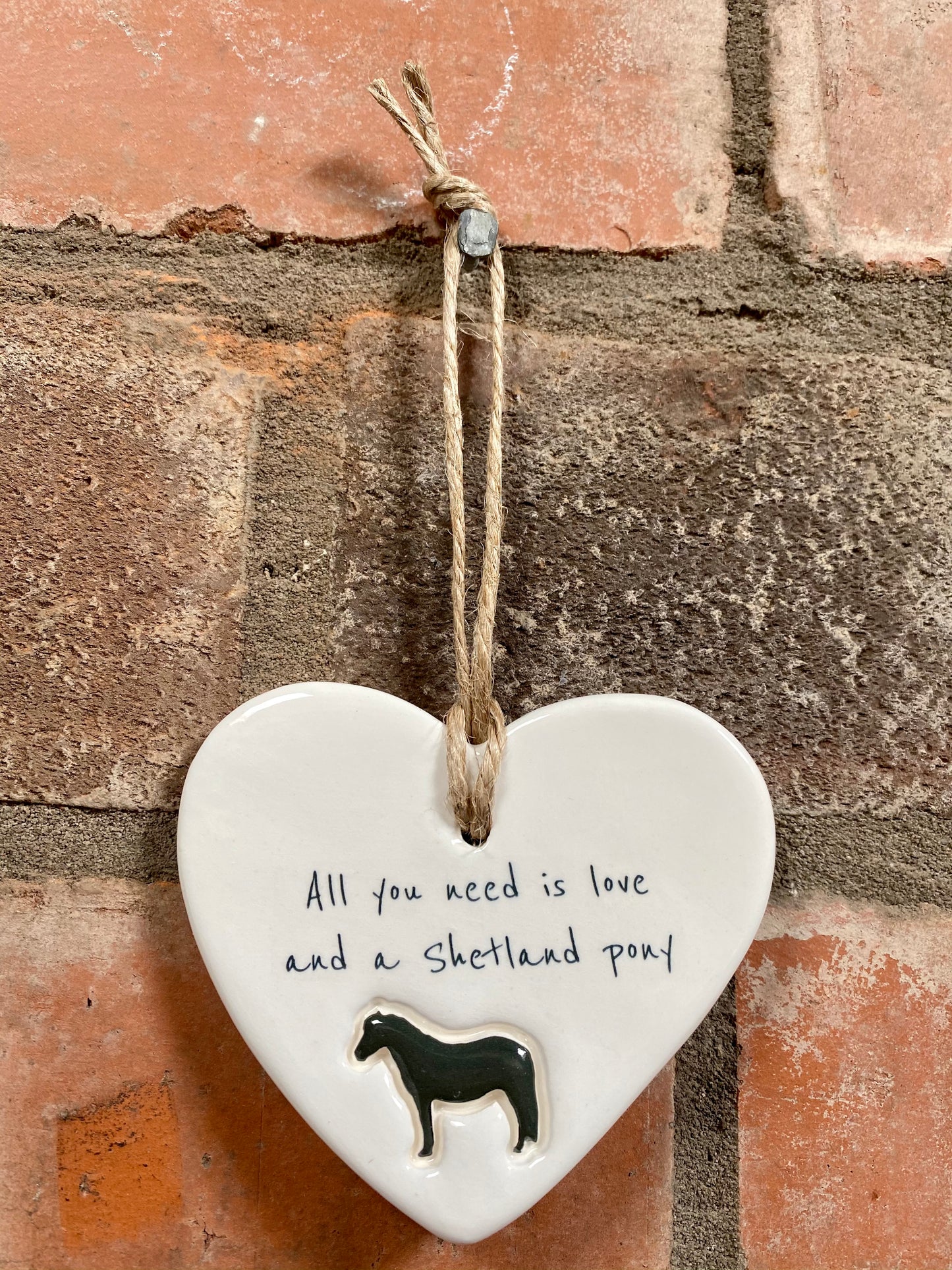 Shetland Pony ceramic heart
