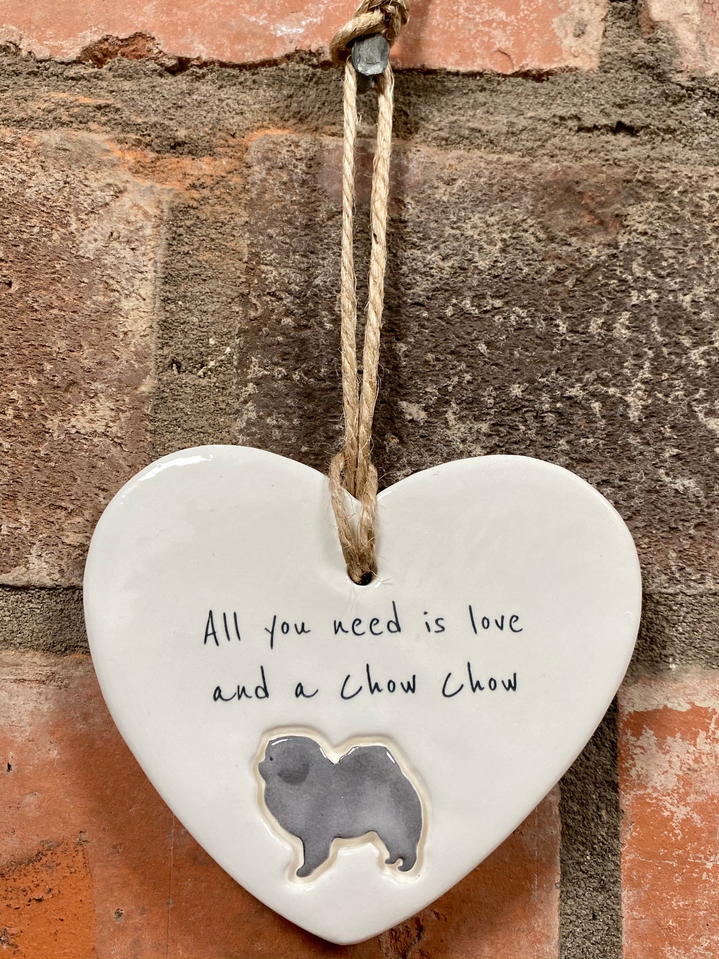 Chow Chow ceramic heart
