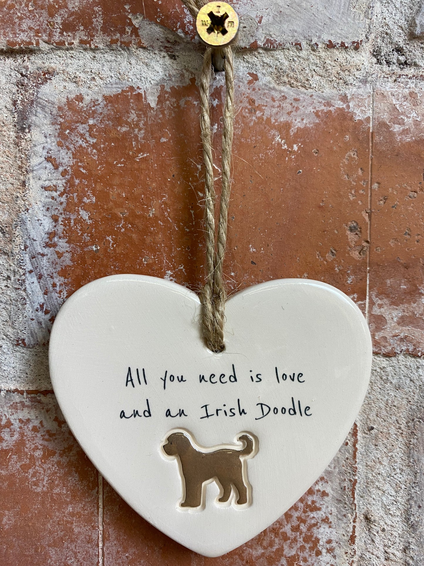Irish Doodle ceramic heart