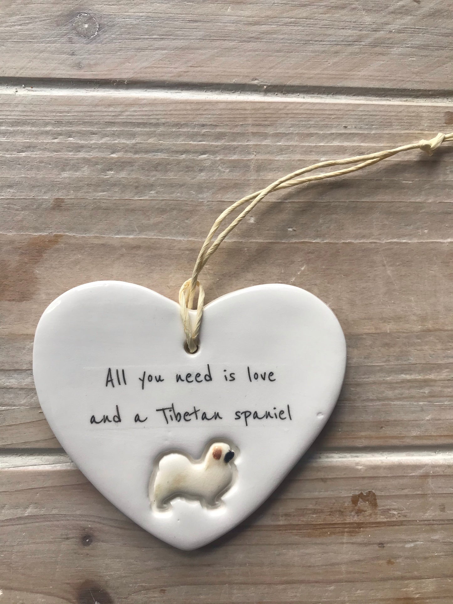 Tibetan Spaniel ceramic heart