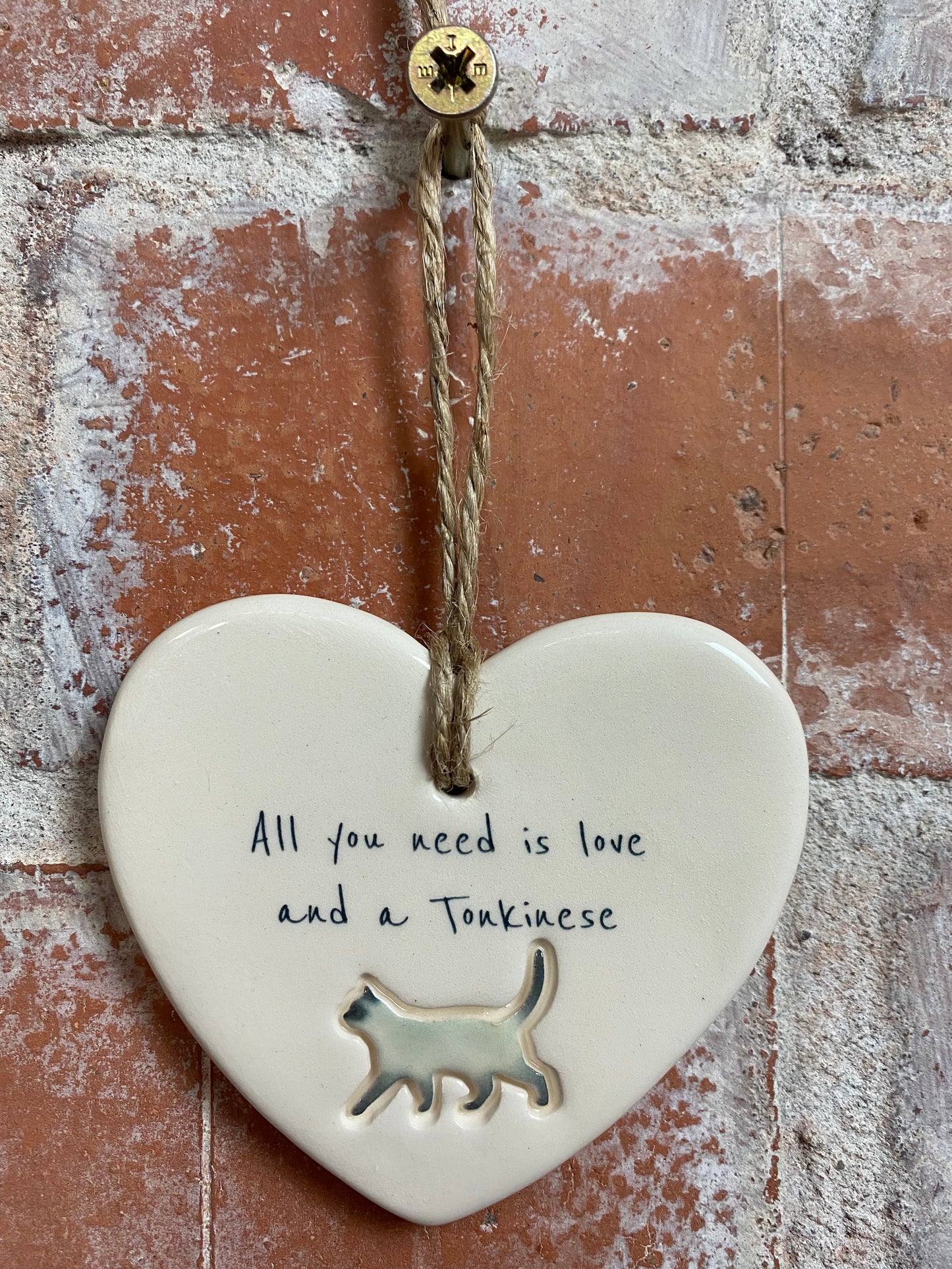 Tonkinese cat ceramic heart