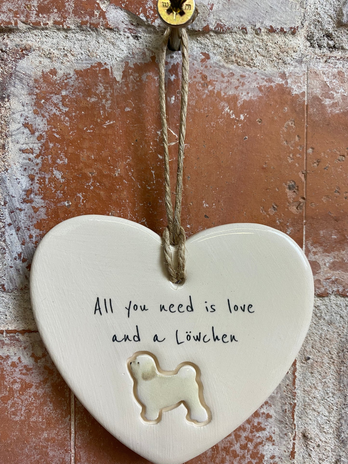 Lowchen ceramic heart