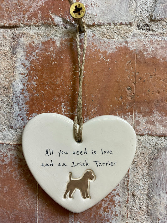 Irish Terrier ceramic heart