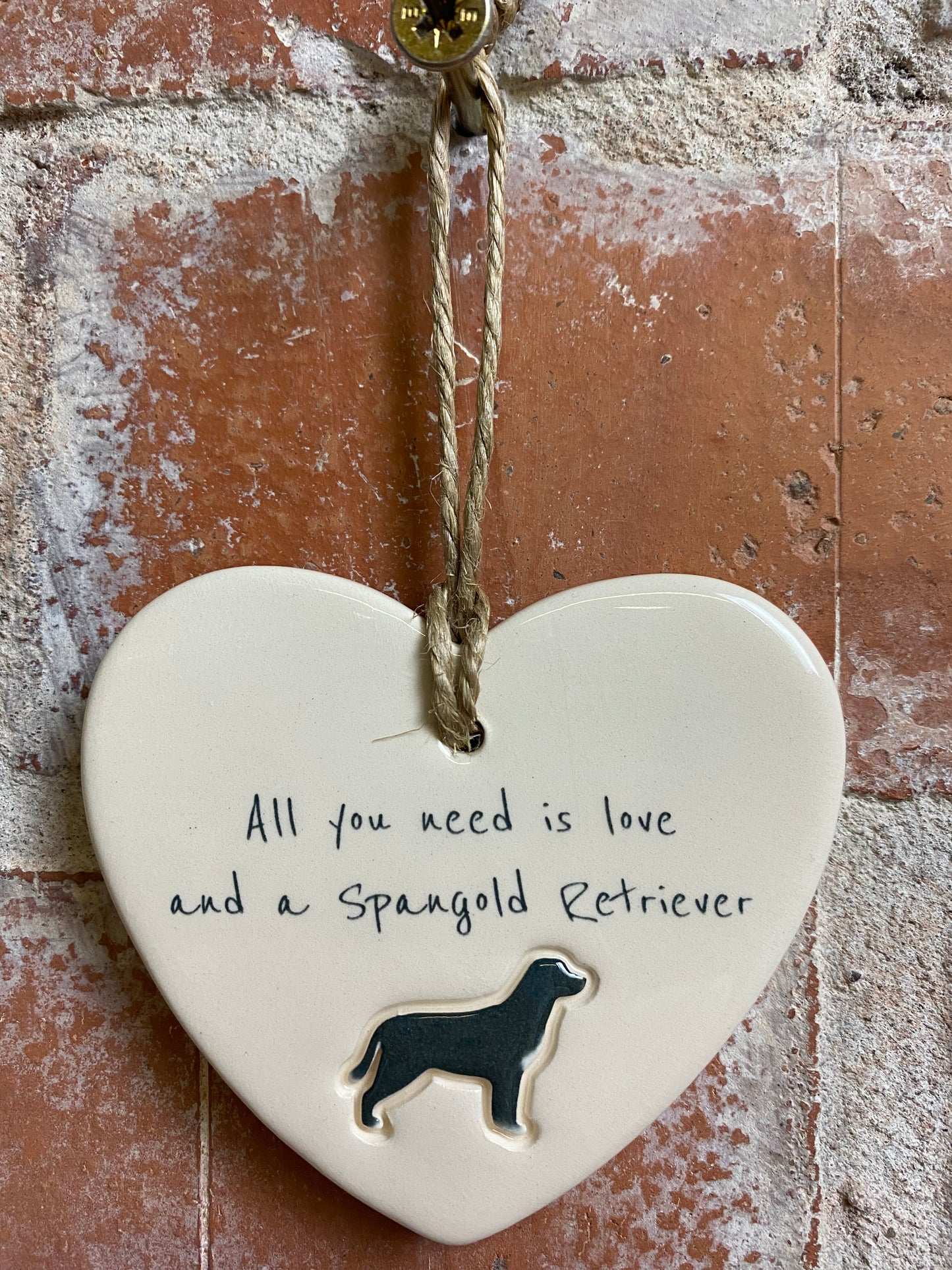 Spangold Retriever ceramic heart