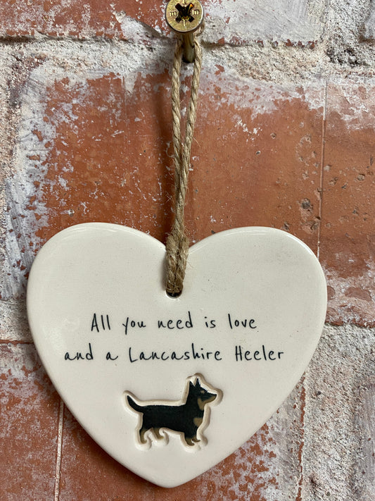 Lancashire Heeler ceramic heart