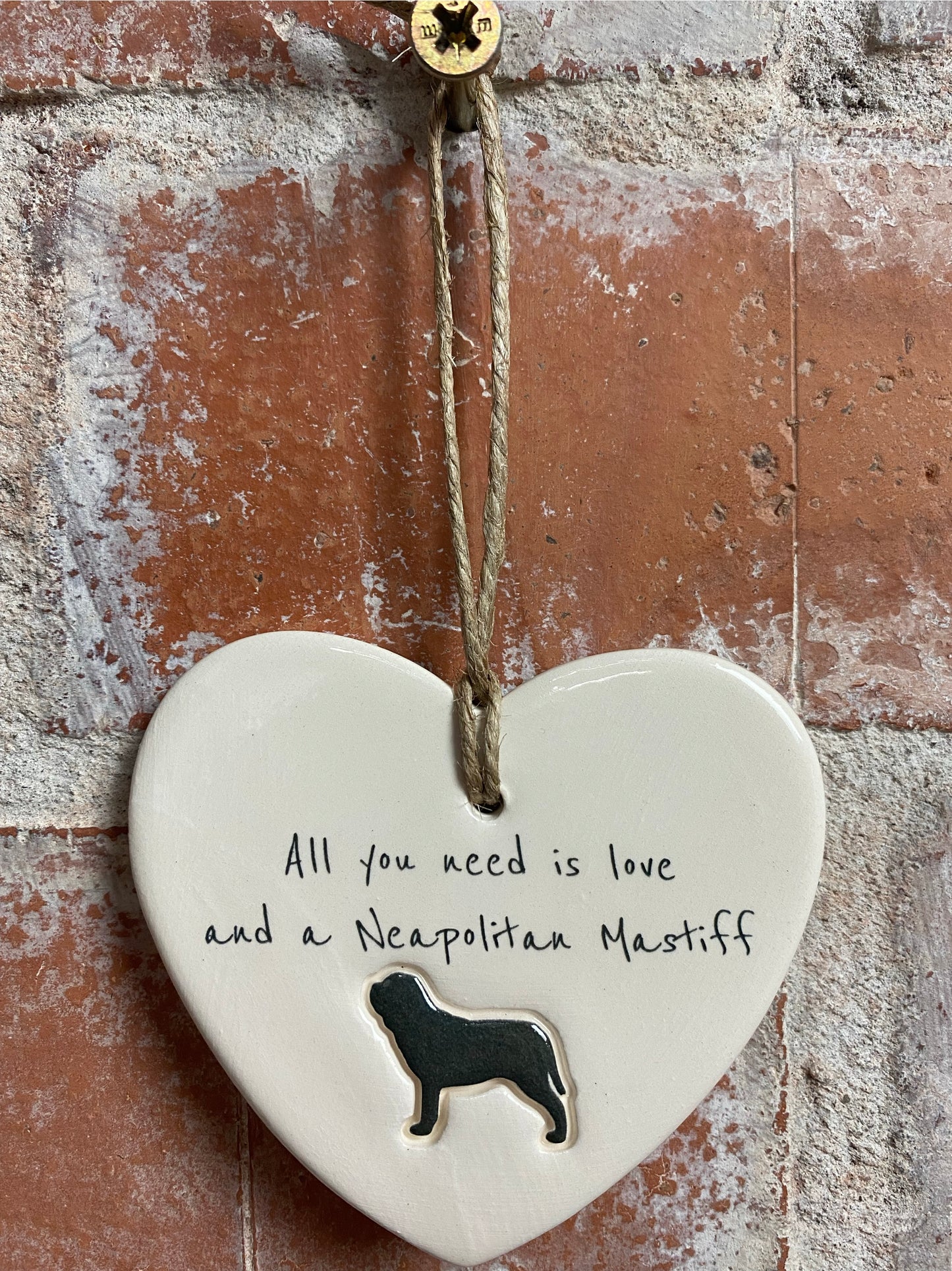 Neapolitan Mastiff ceramic heart