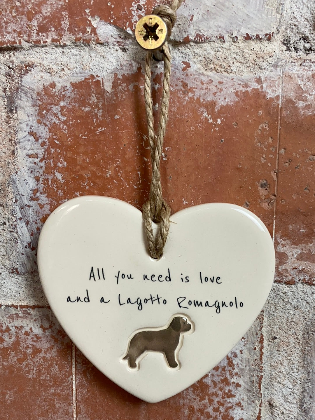 Lagotto Romagnolo ceramic heart
