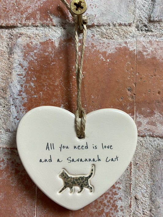 Savannah Cat ceramic heart