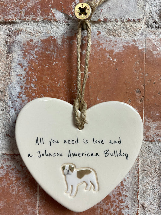 Johnson American Bulldog ceramic heart