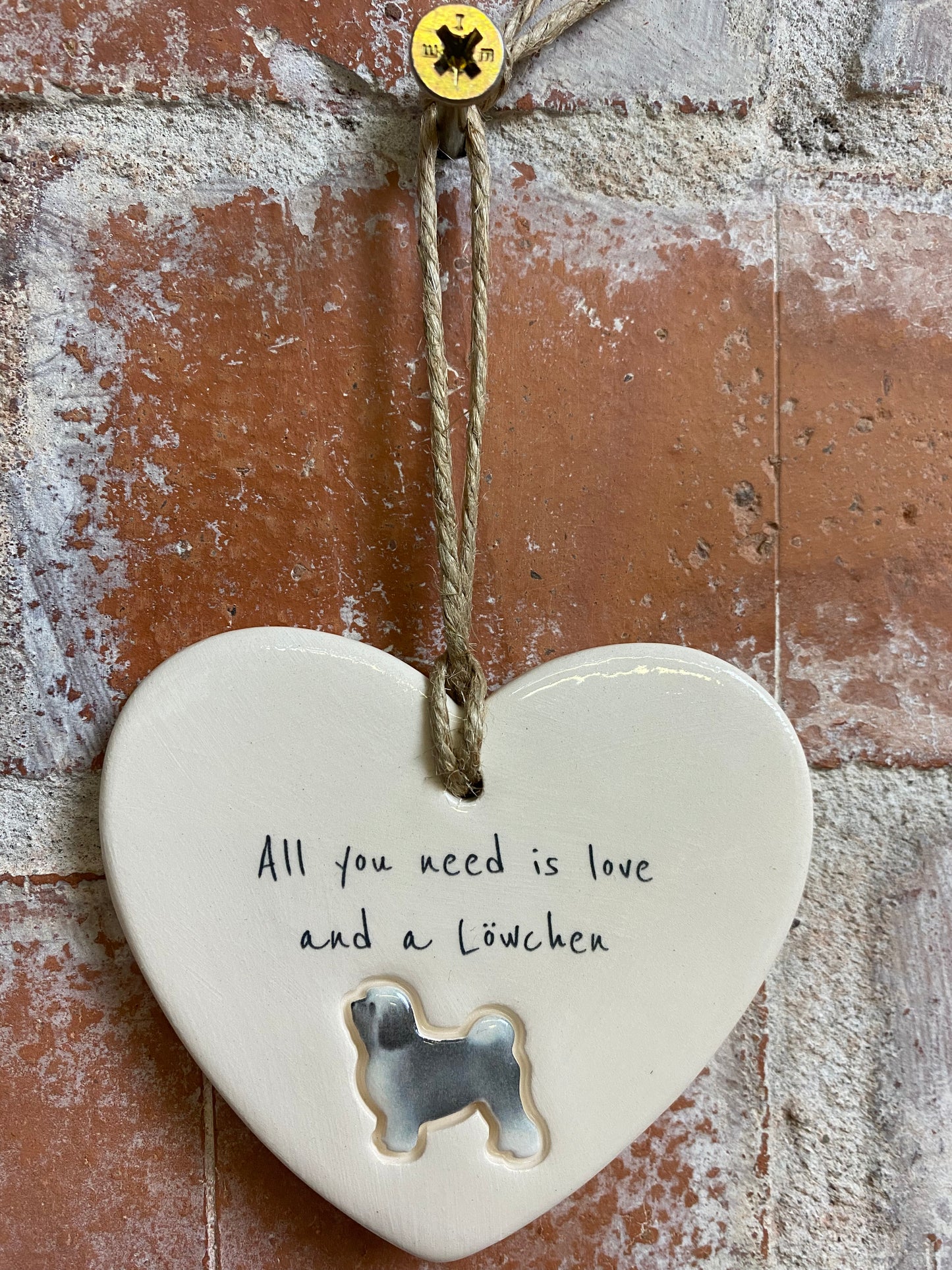 Lowchen ceramic heart