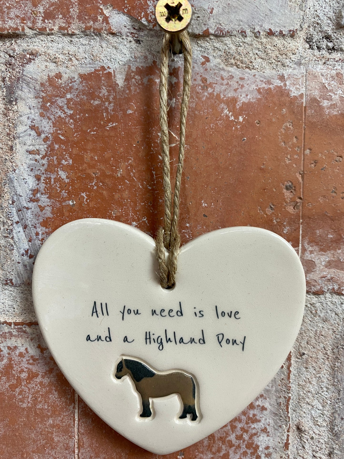 Highland Pony ceramic heart
