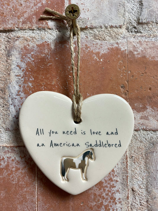 American Saddlebred ceramic heart