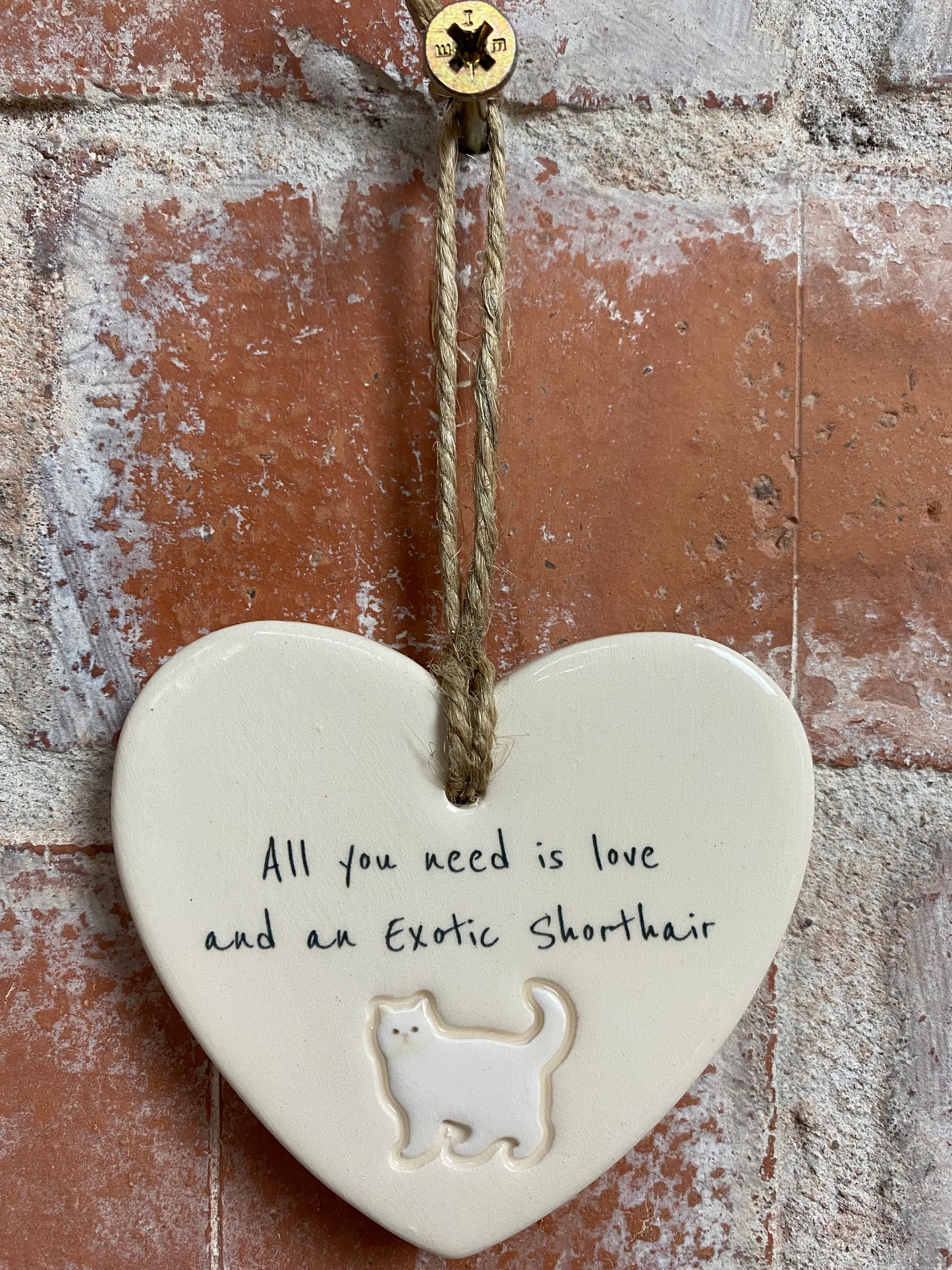 Exotic Shorthair Cat ceramic heart