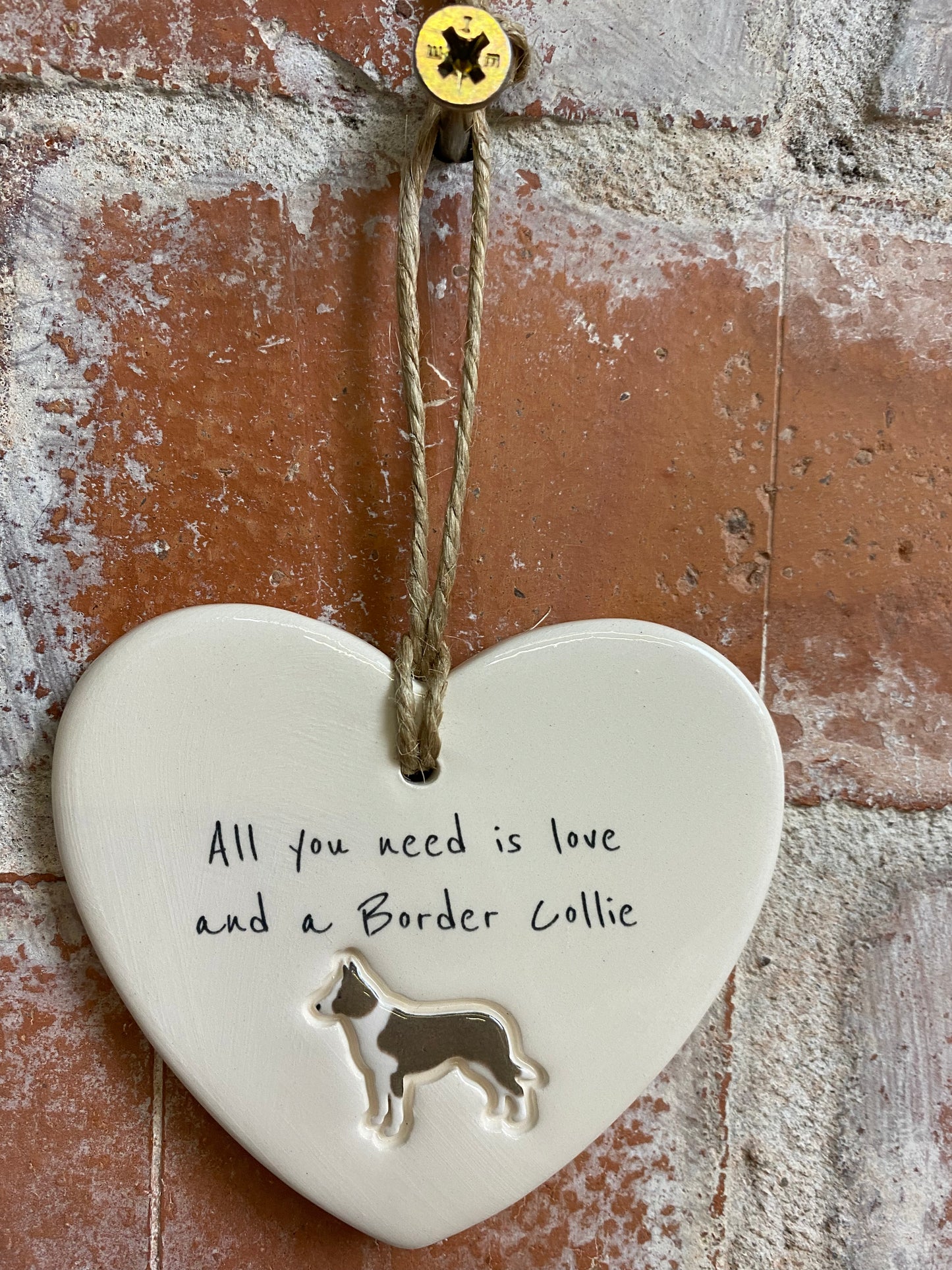 Shorthaired Border Collie ceramic heart