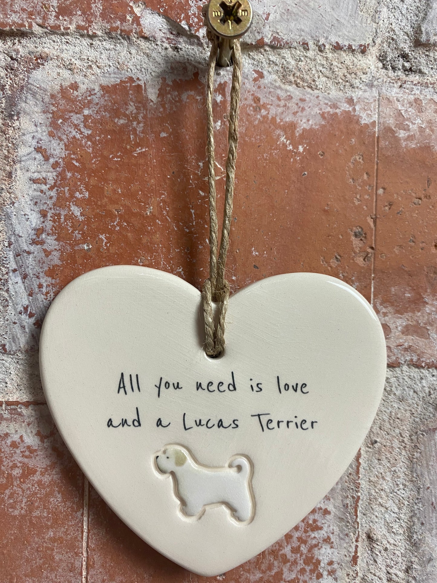 Lucas Terrier ceramic heart