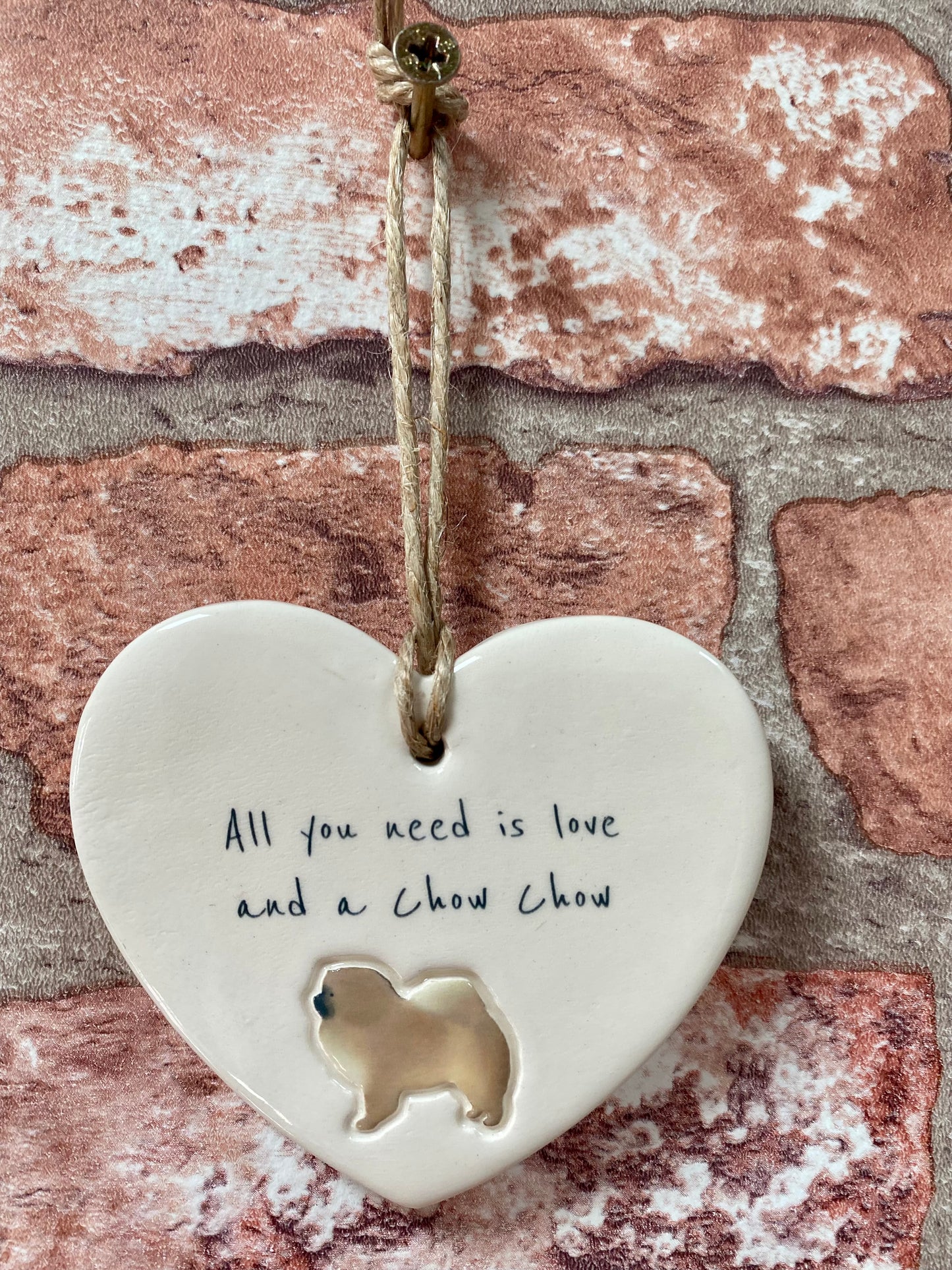 Chow Chow ceramic heart