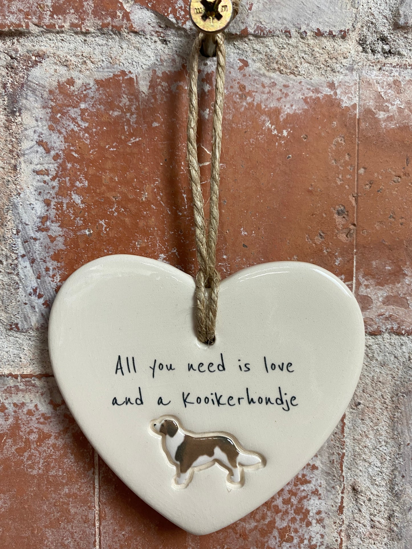 Kooikerhondje ceramic heart