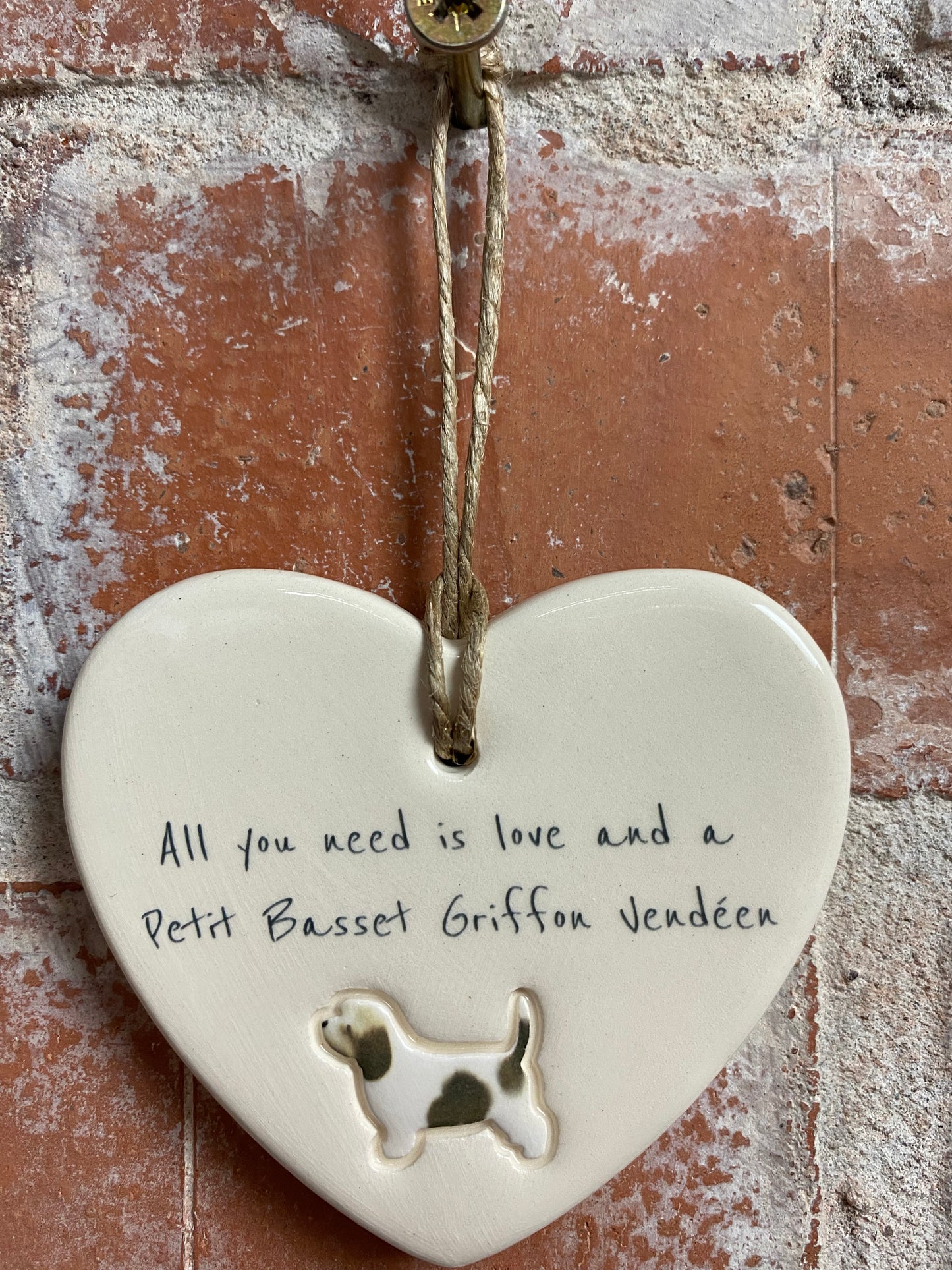 Petit Basset Griffon Vendéen ceramic heart