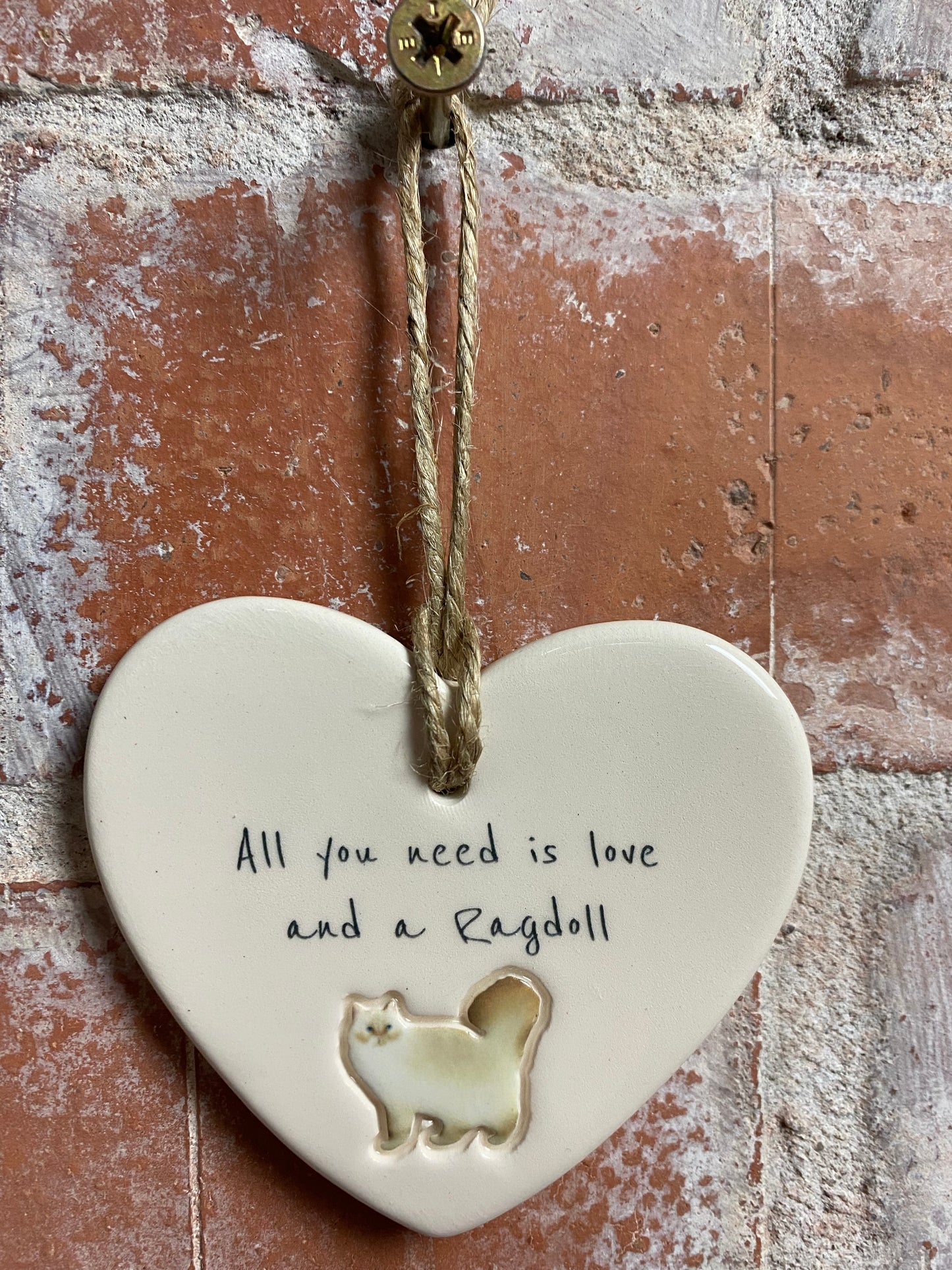 Ragdoll ceramic heart