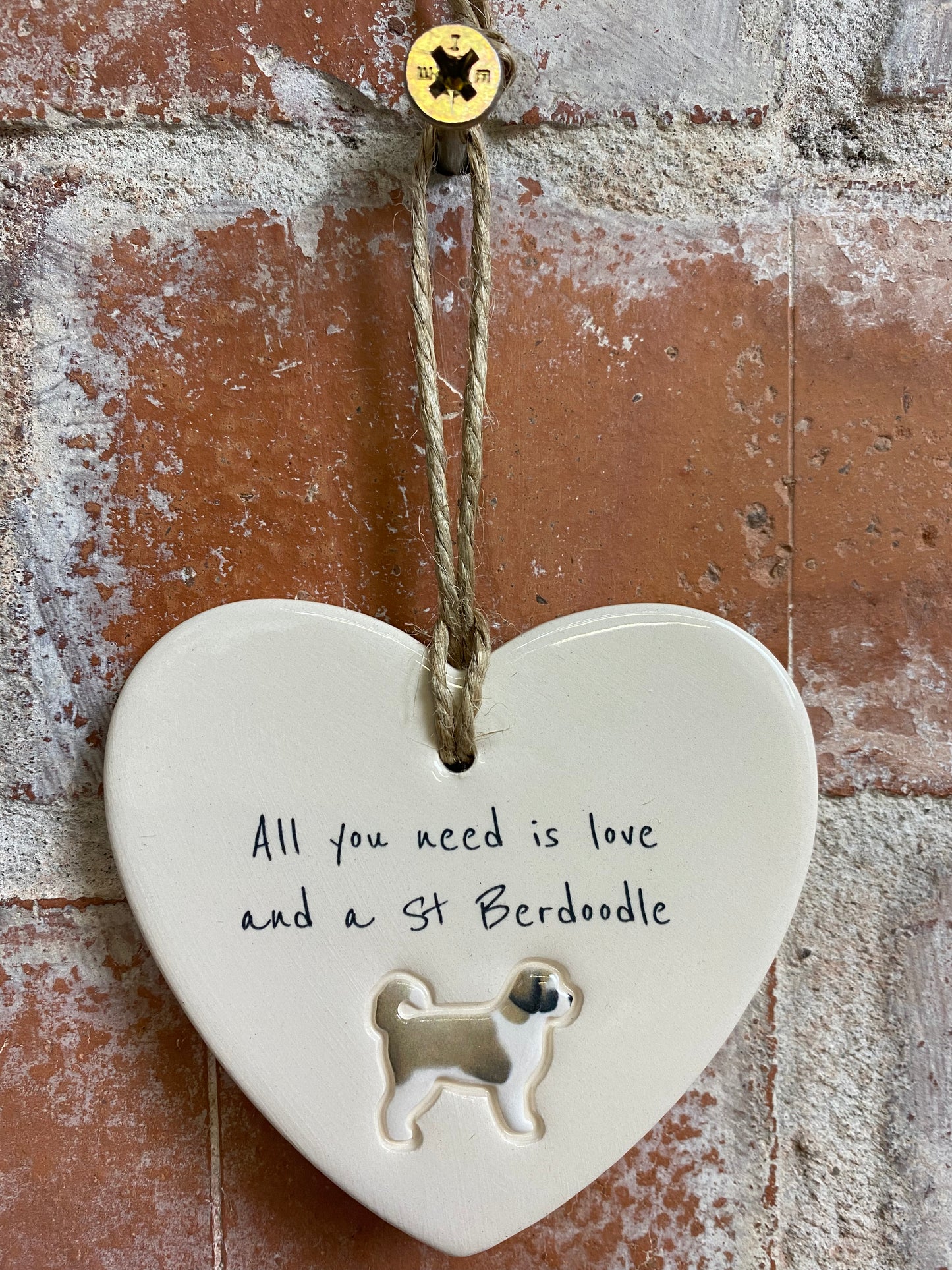 St Berdoodle ceramic heart