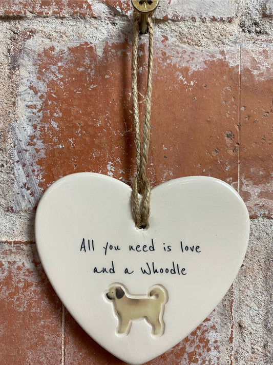 Whoodle ceramic heart