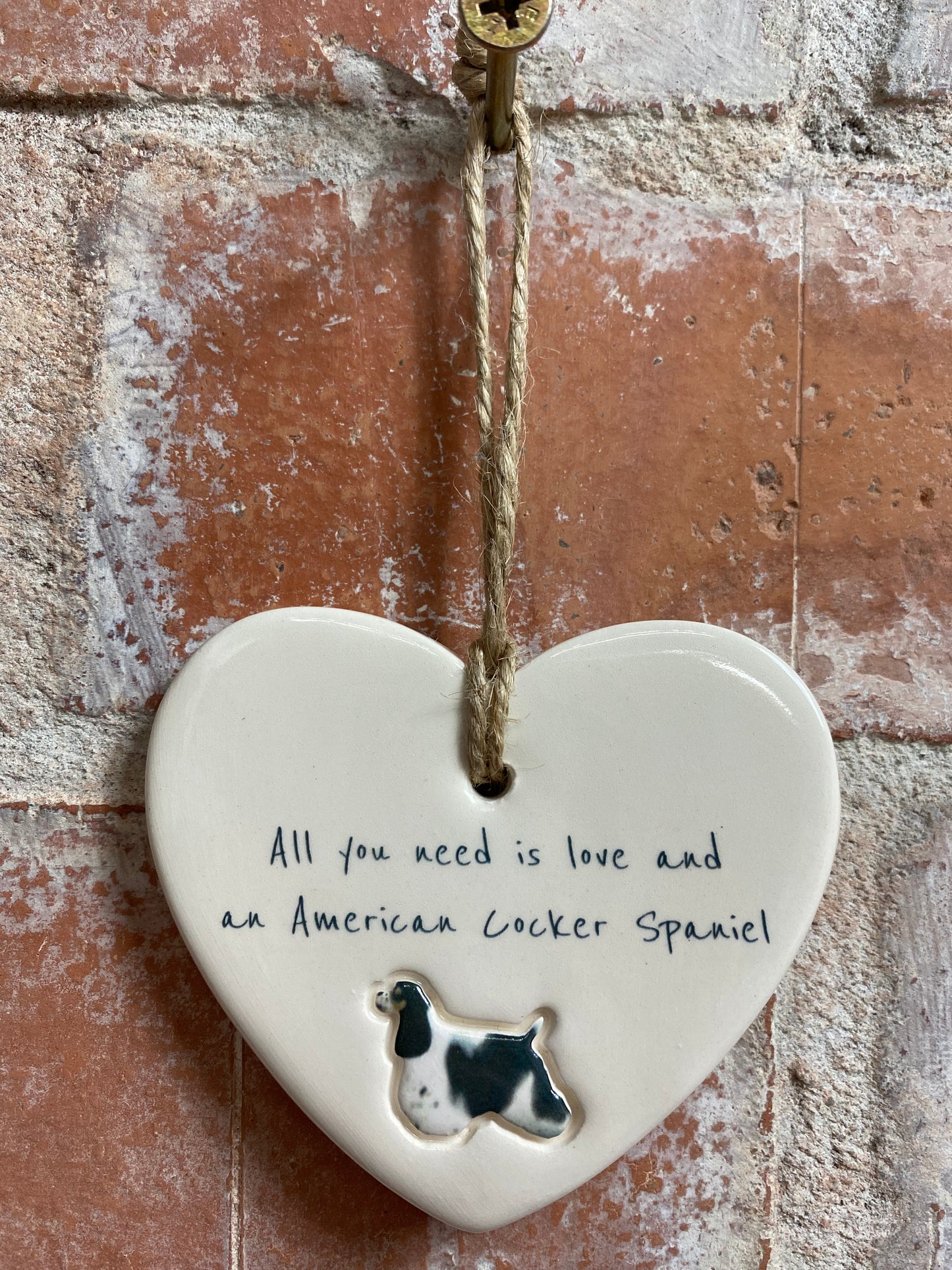 American Cocker Spaniel ceramic heart